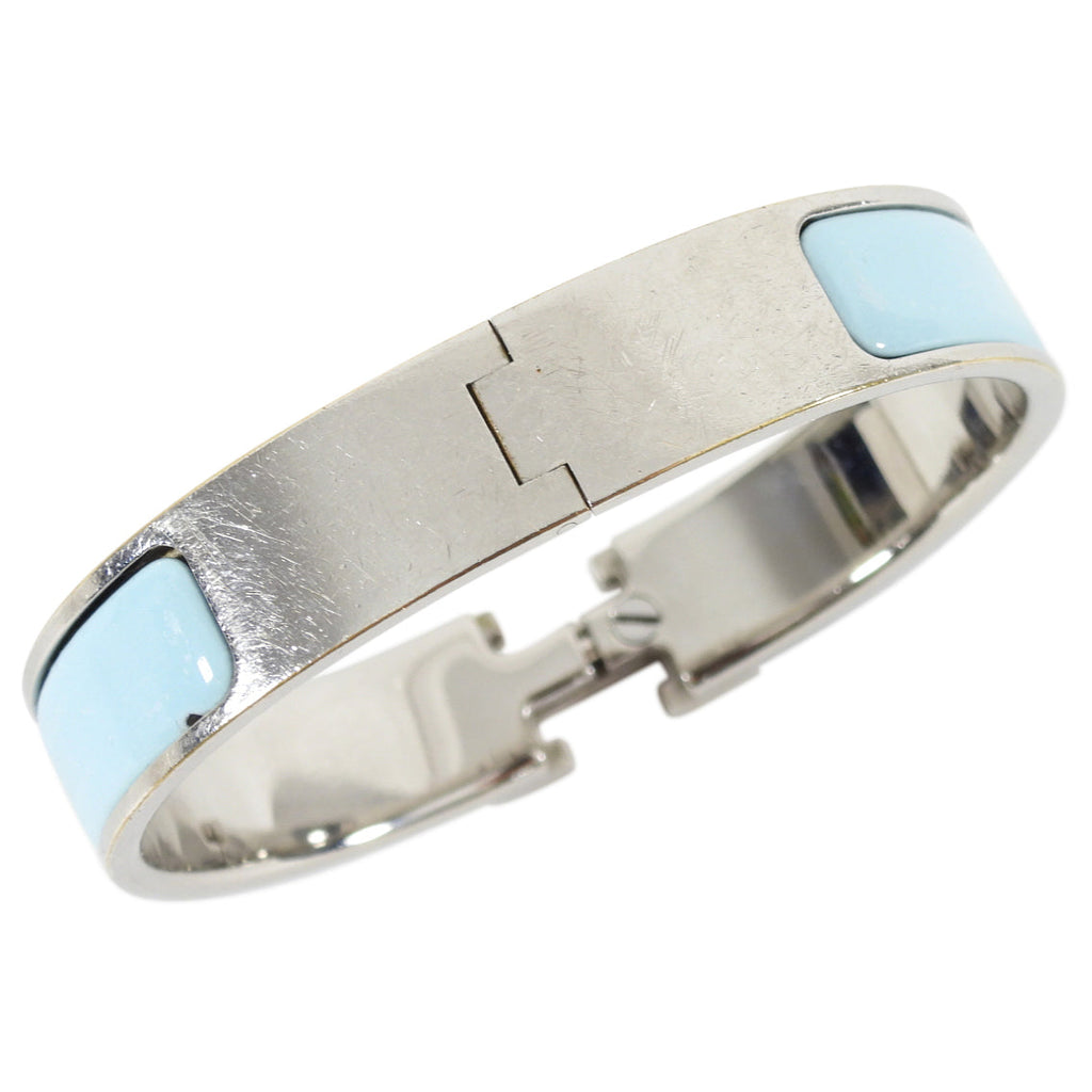 Hermes Clic H Narrow Baby Blue Hinged Bangle Bracelet