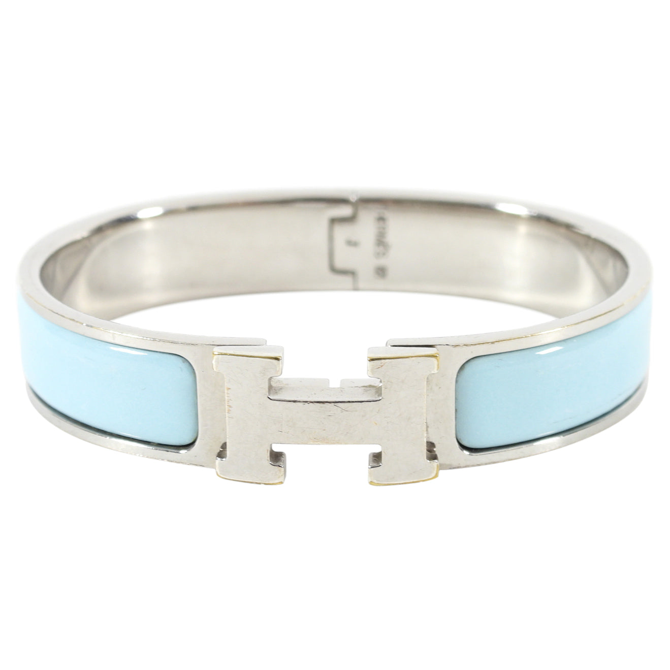 Hermes Clic H Narrow Baby Blue Hinged Bangle Bracelet