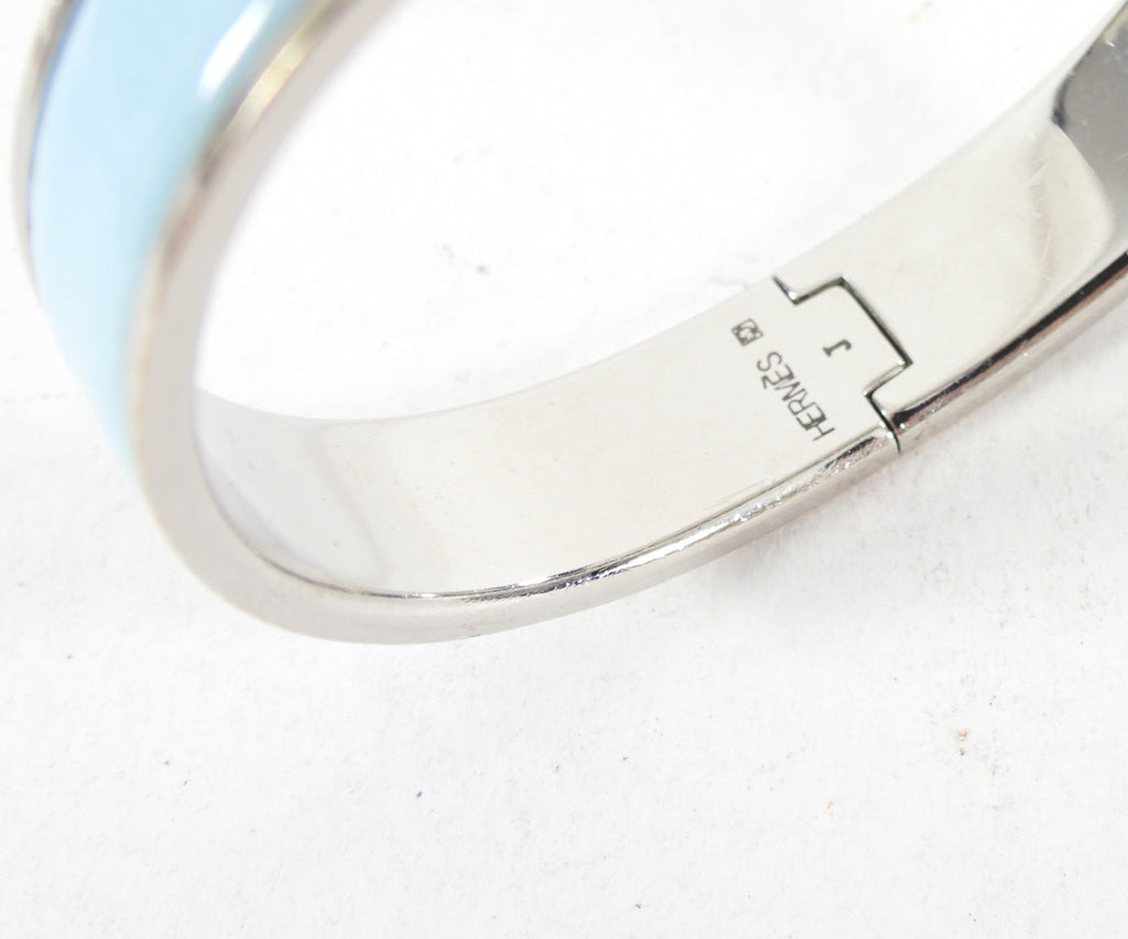 Hermes Clic H Narrow Baby Blue Hinged Bangle Bracelet