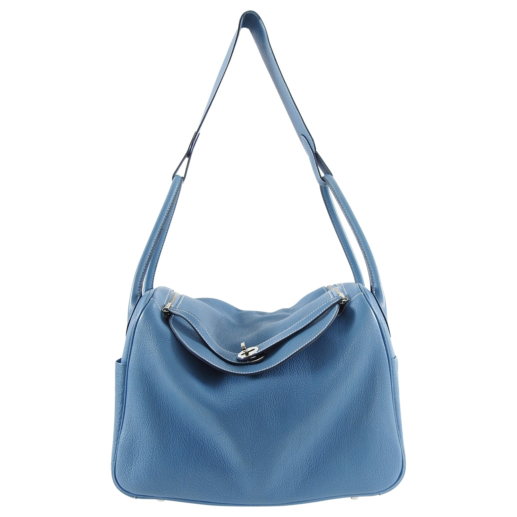 Hermes Lindy 34 Blue Jean Clemence Bag