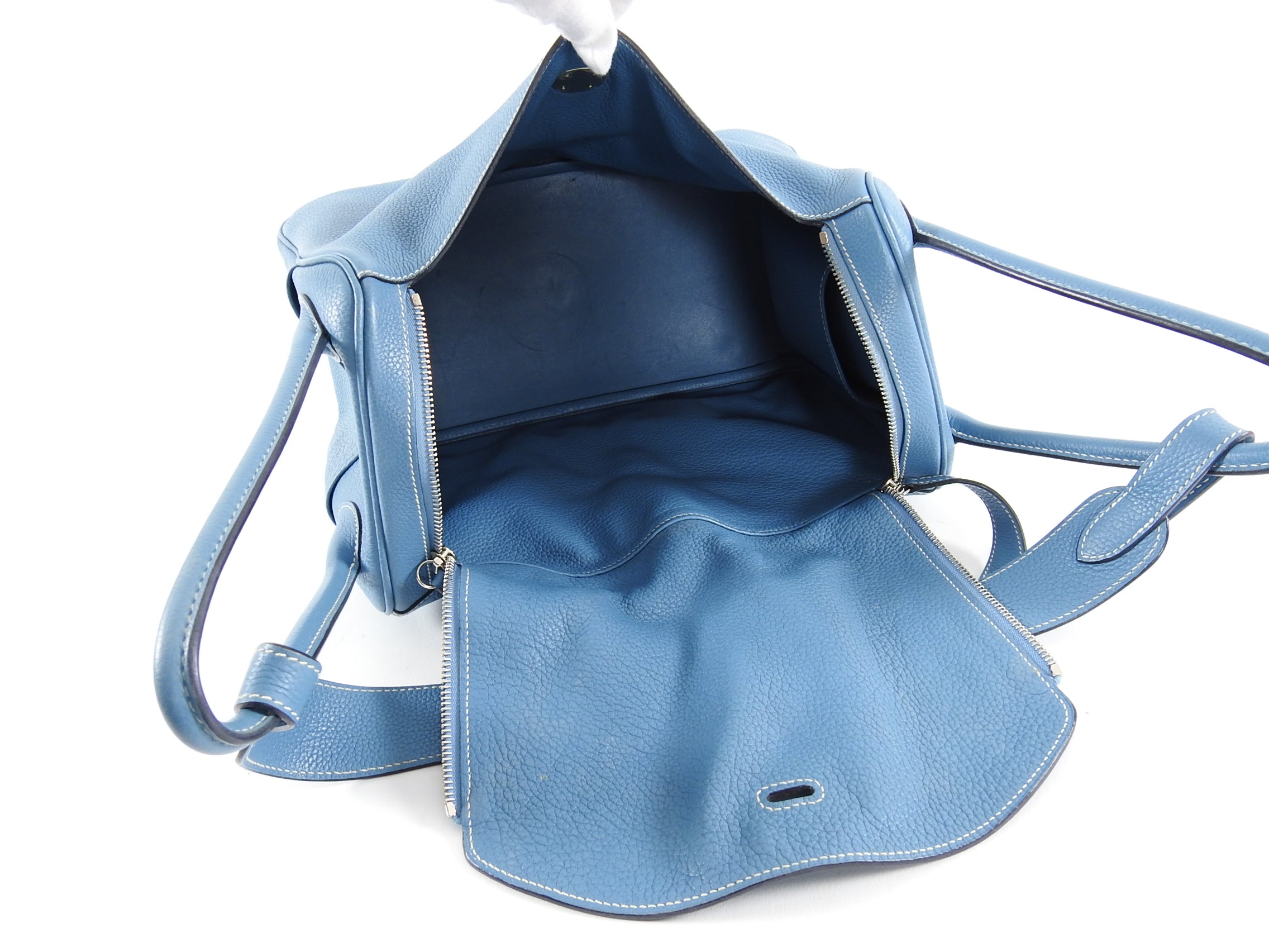 Hermes Lindy 34 Blue Jean Clemence Bag