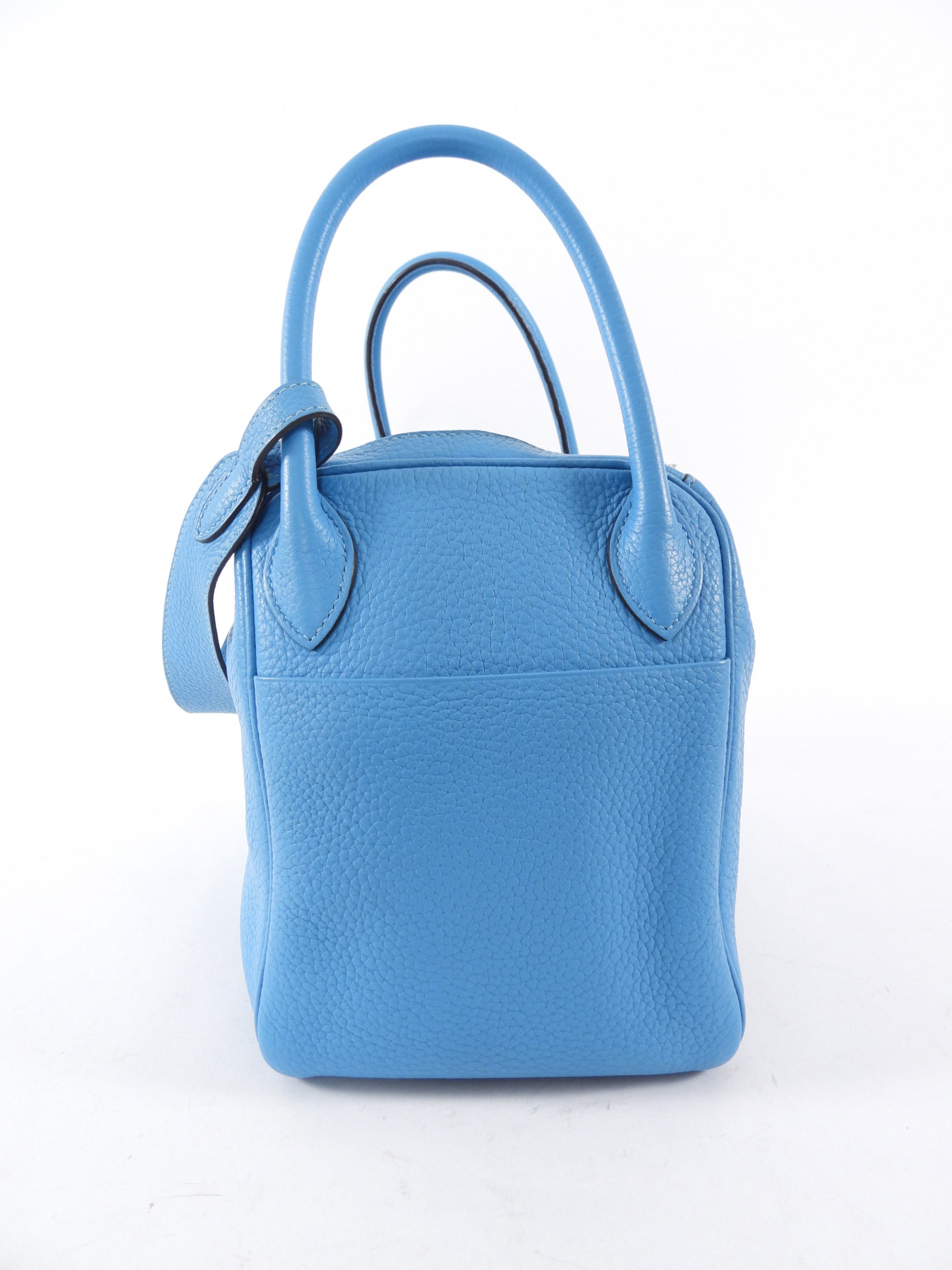 Hermes Blue Jean Clemence Leather Lindy 30 Bag PHW
