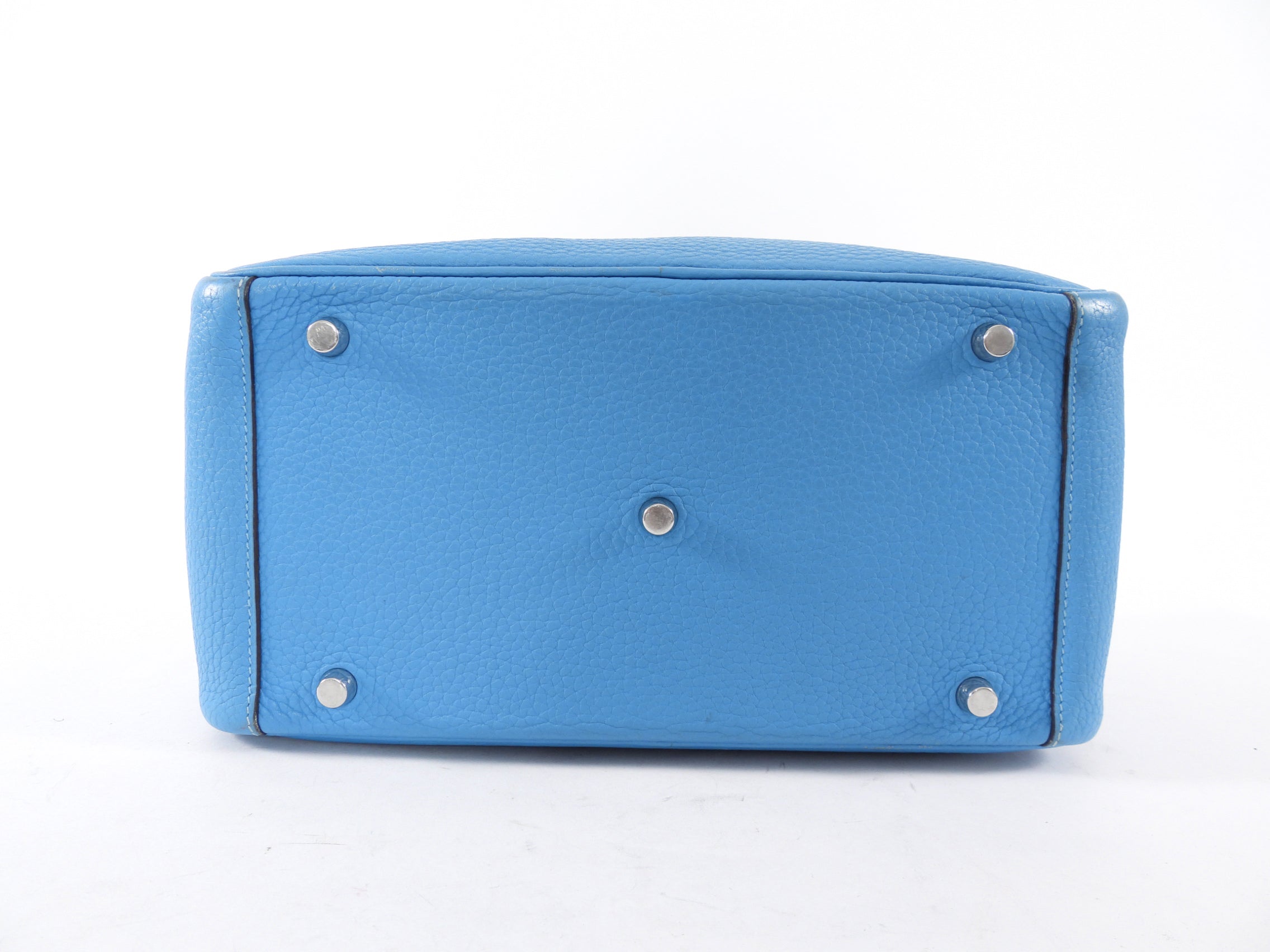 Hermes Blue Jean Clemence Leather Lindy 30 Bag PHW