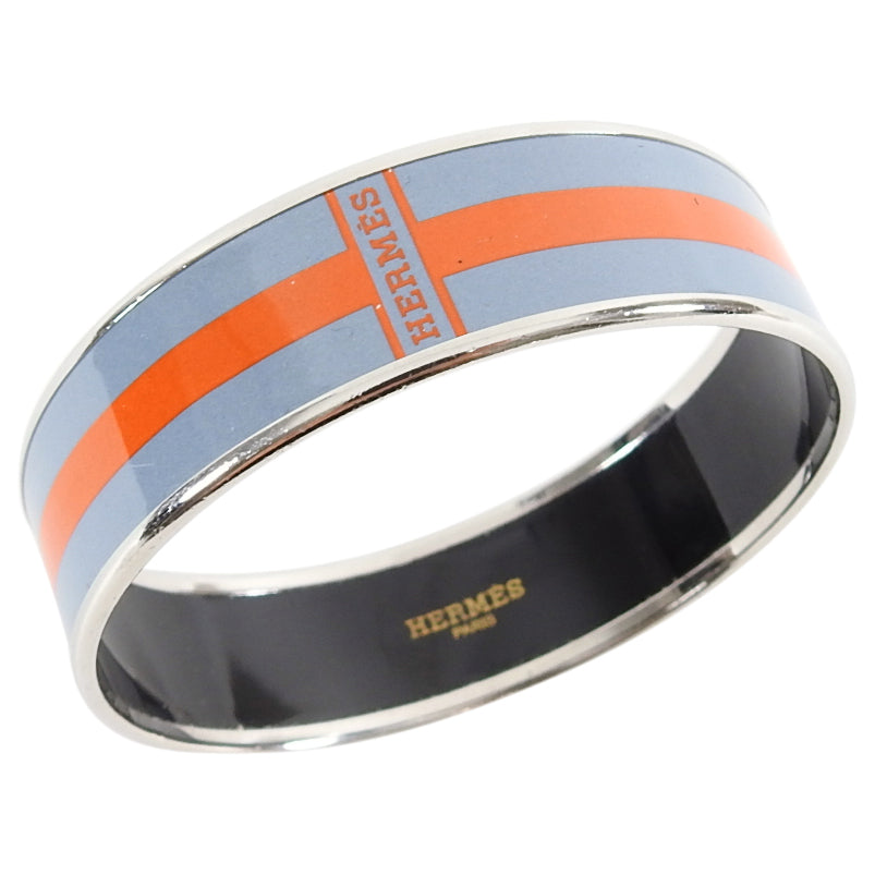 Hermes Orange and Blue Enamel Logo Bangle