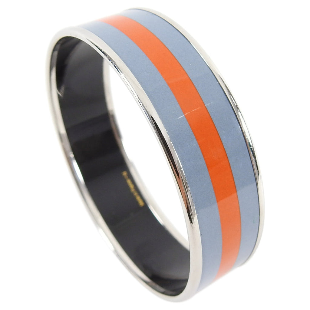 Hermes Orange and Blue Enamel Logo Bangle