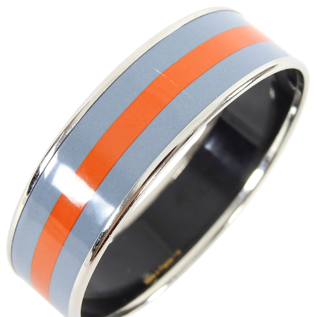 Hermes Orange and Blue Enamel Logo Bangle
