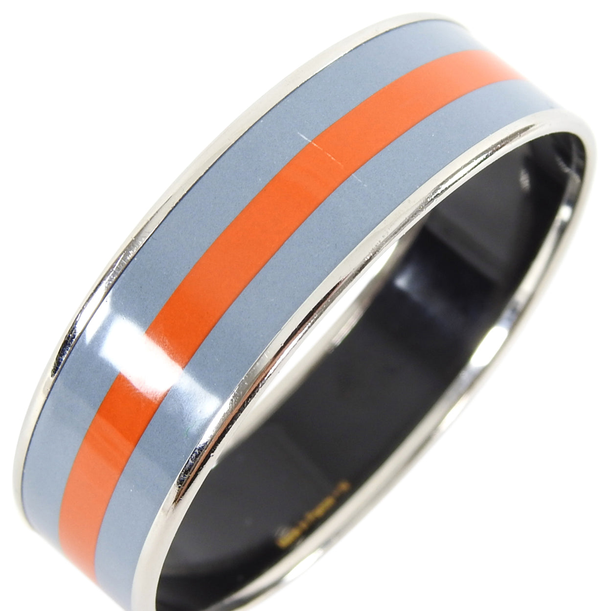 Hermes Orange and Blue Enamel Logo Bangle