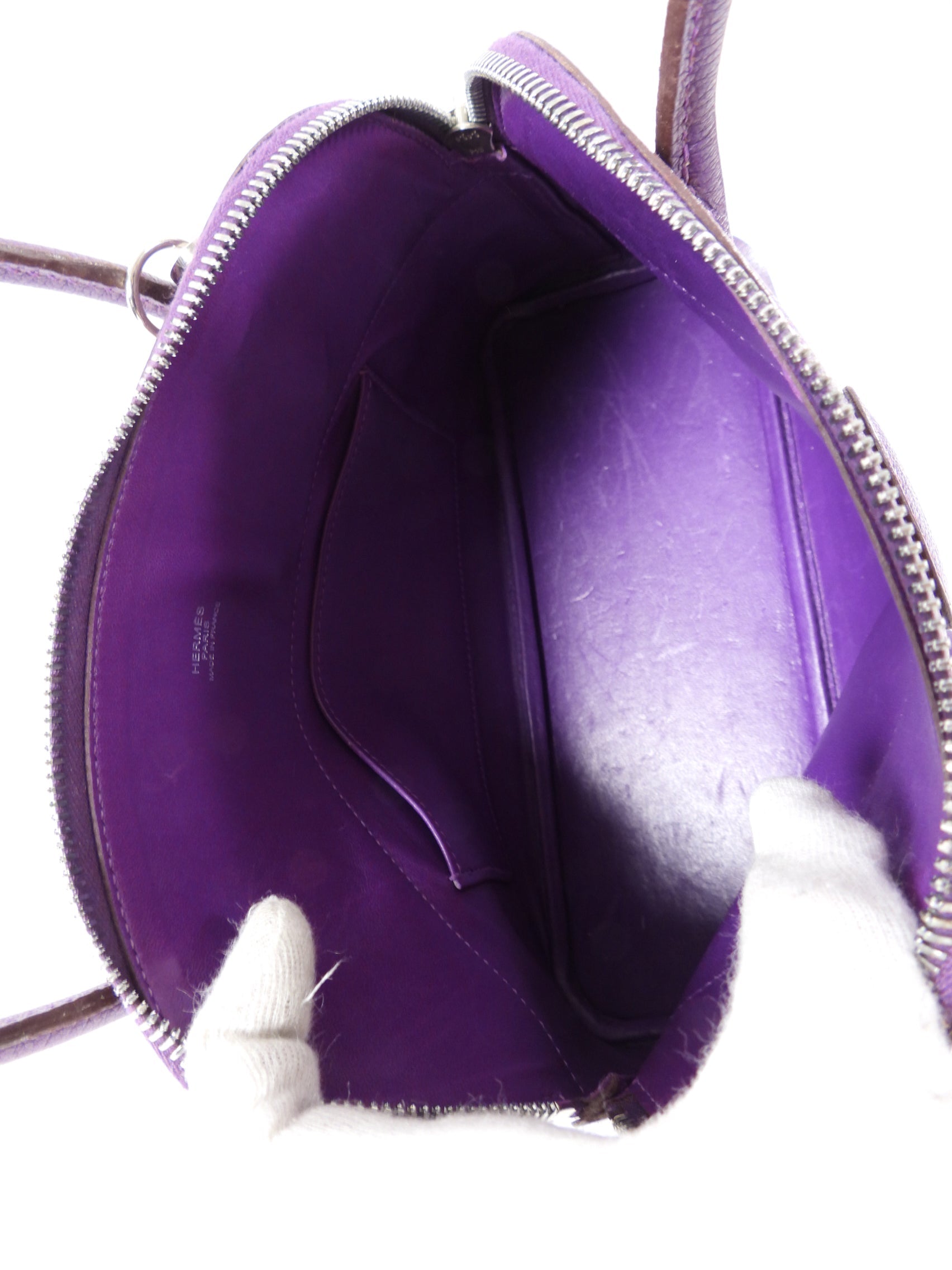 Hermes Bolide 27 Purple Violet Chèvre Mysore Leather SHW