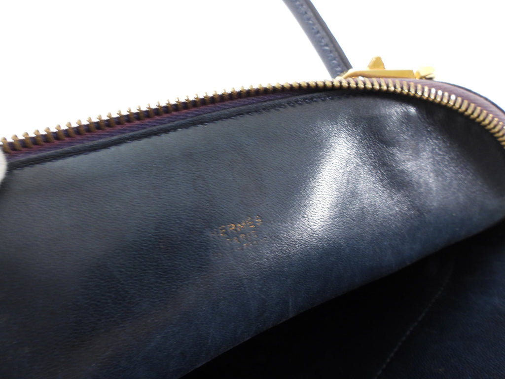 Hermes Vintage 1991 Bleu Obscur Courcheval Bolide 27 PM Bag