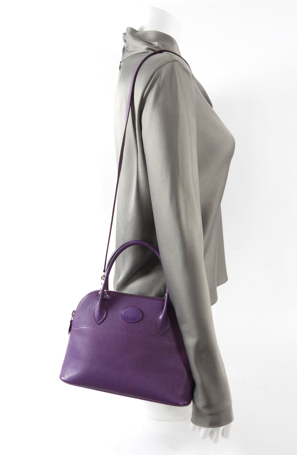 Hermes Bolide 27 Purple Violet Chèvre Mysore Leather SHW