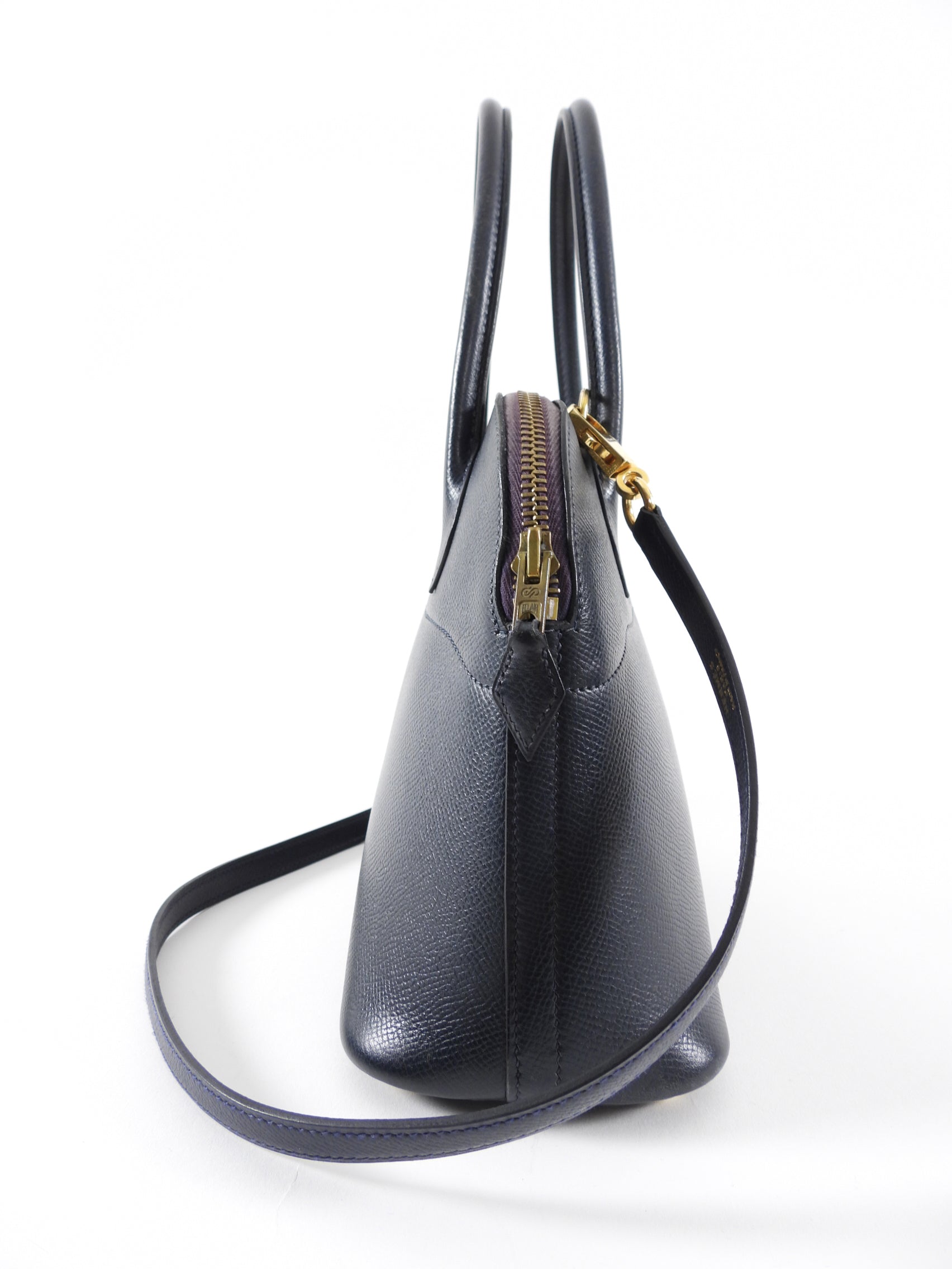 Hermes Vintage 1991 Bleu Obscur Courcheval Bolide 27 PM Bag