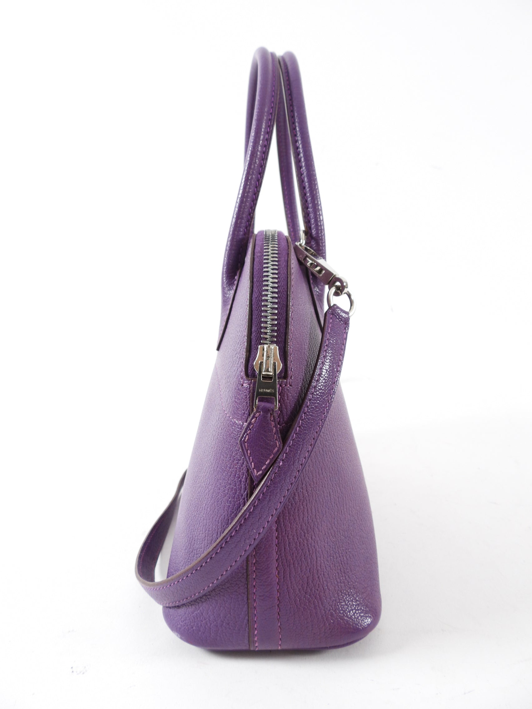 Hermes Bolide 27 Purple Violet Chèvre Mysore Leather SHW