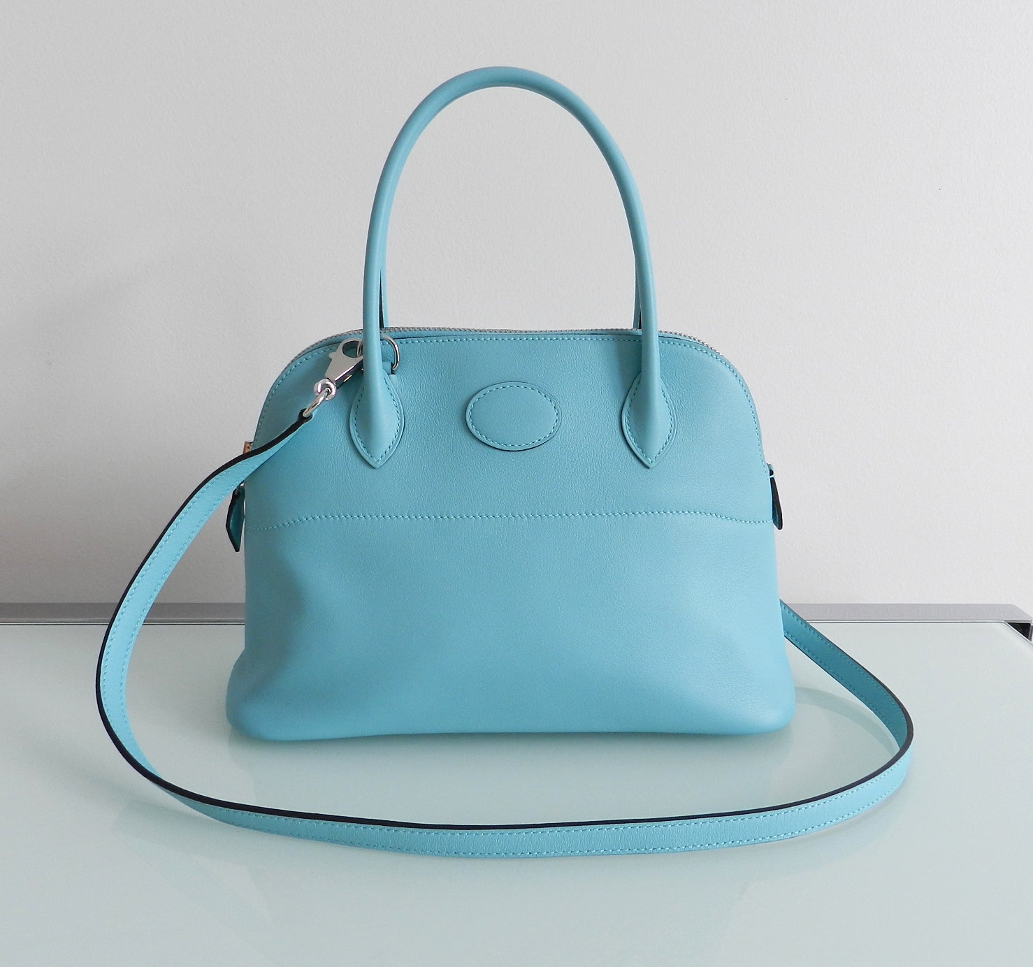 Hermes bolide 27cm in bleu blue atoll veau sombrero 2016