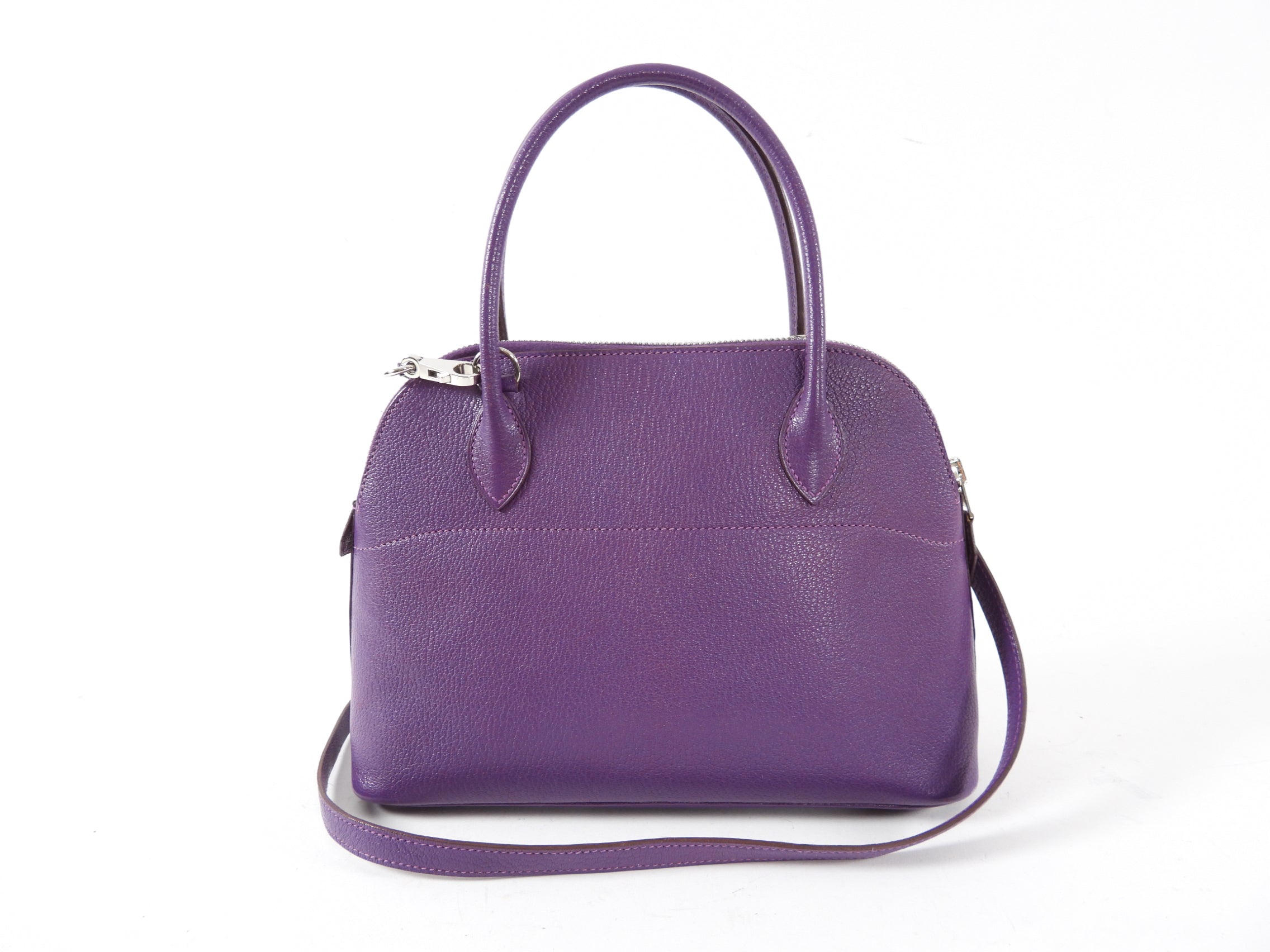 Hermes Bolide 27 Purple Violet Chèvre Mysore Leather SHW