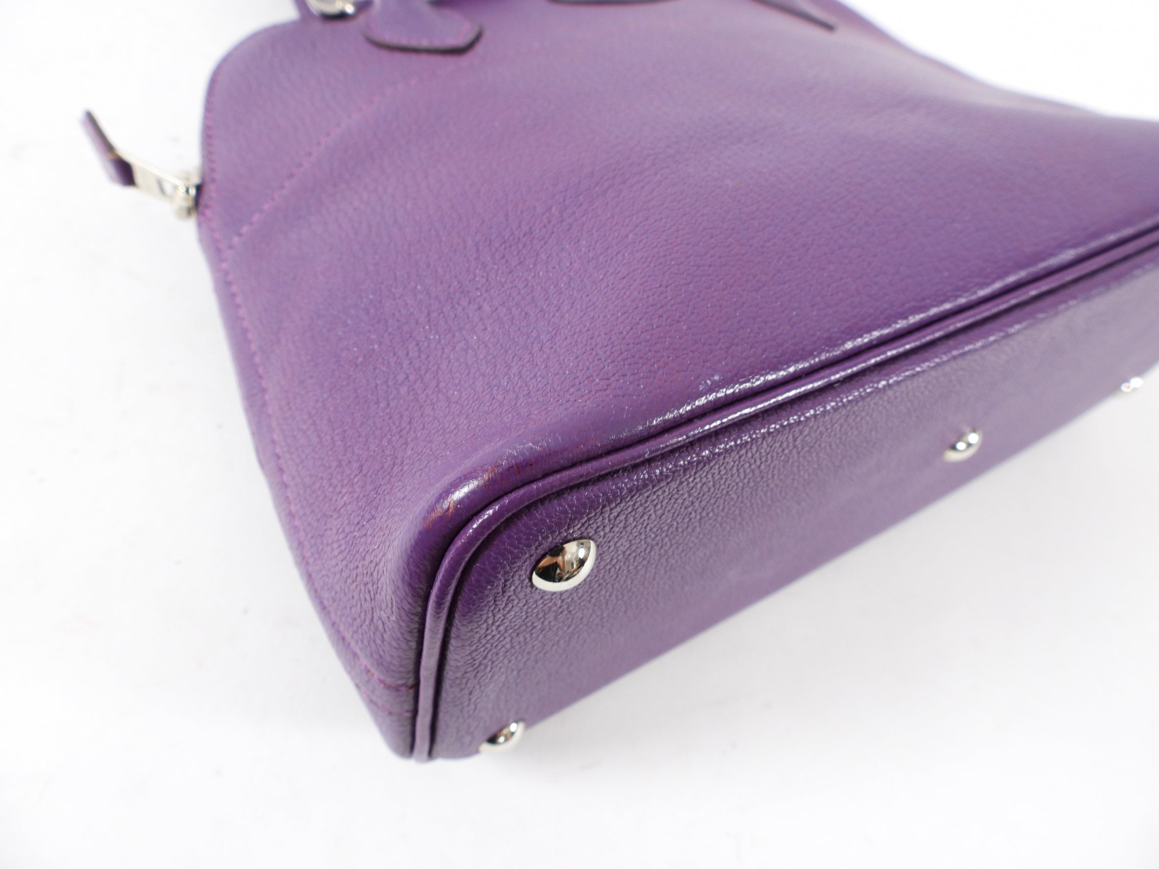 Hermes Bolide 27 Purple Violet Chèvre Mysore Leather SHW