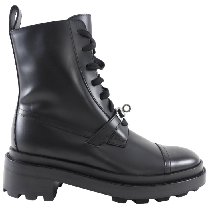 Hermes Black Leather Funk Ankle Boots - 37.5 / 37