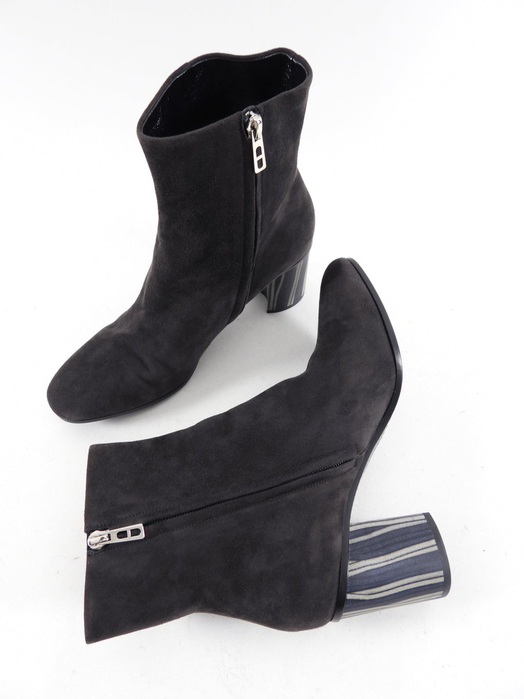 Hermes Dark Brown Suede Block Heel Ankle Boot - 40