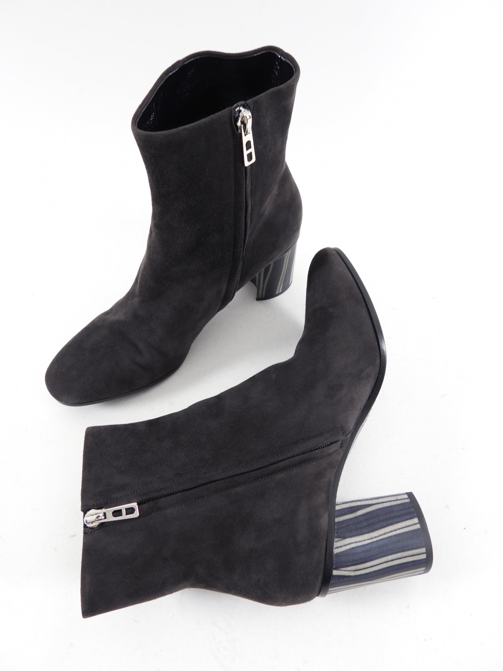 Hermes Dark Brown Suede Block Heel Ankle Boot - 40