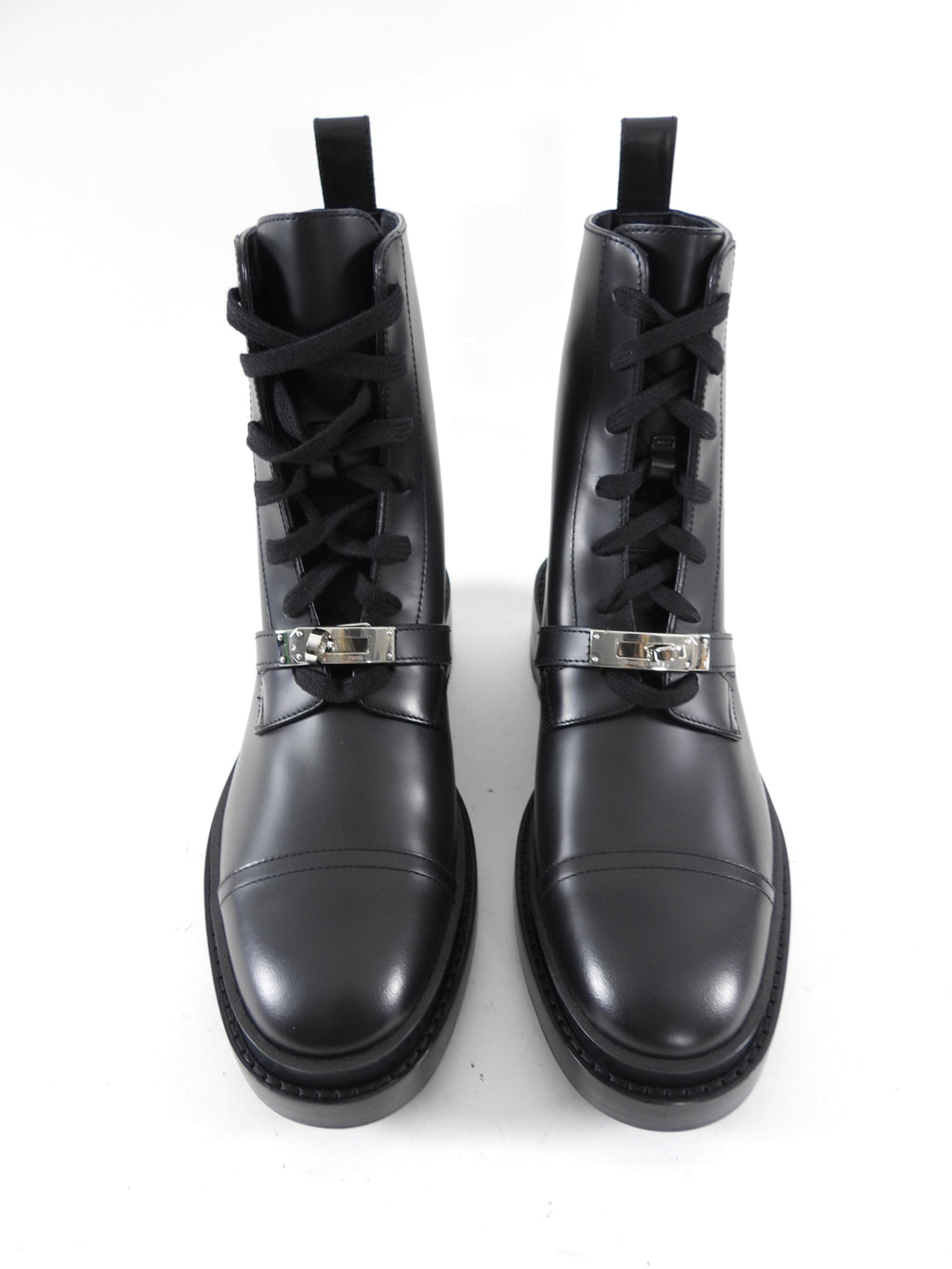 Hermes Black Leather Funk Ankle Boots - 37.5 / 37