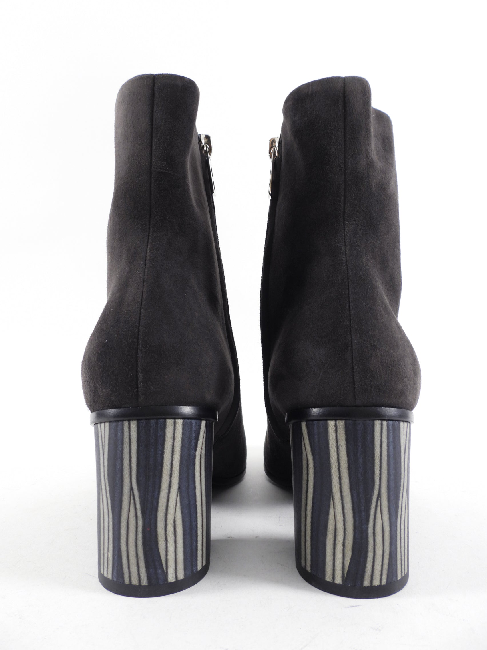 Hermes Dark Brown Suede Block Heel Ankle Boot - 40