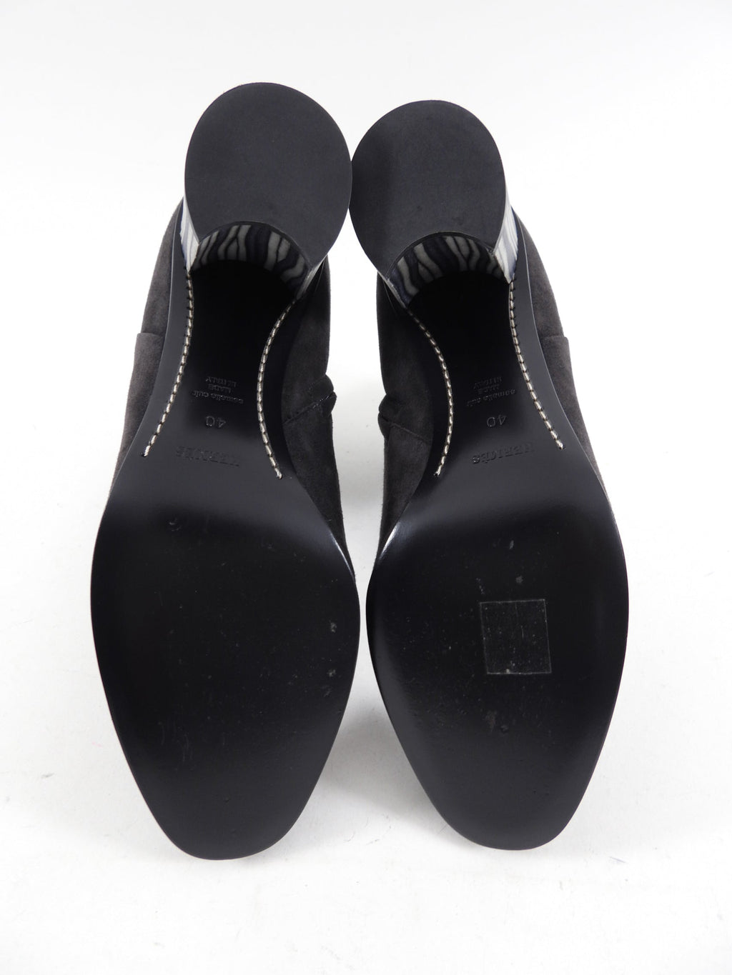 Hermes Dark Brown Suede Block Heel Ankle Boot - 40