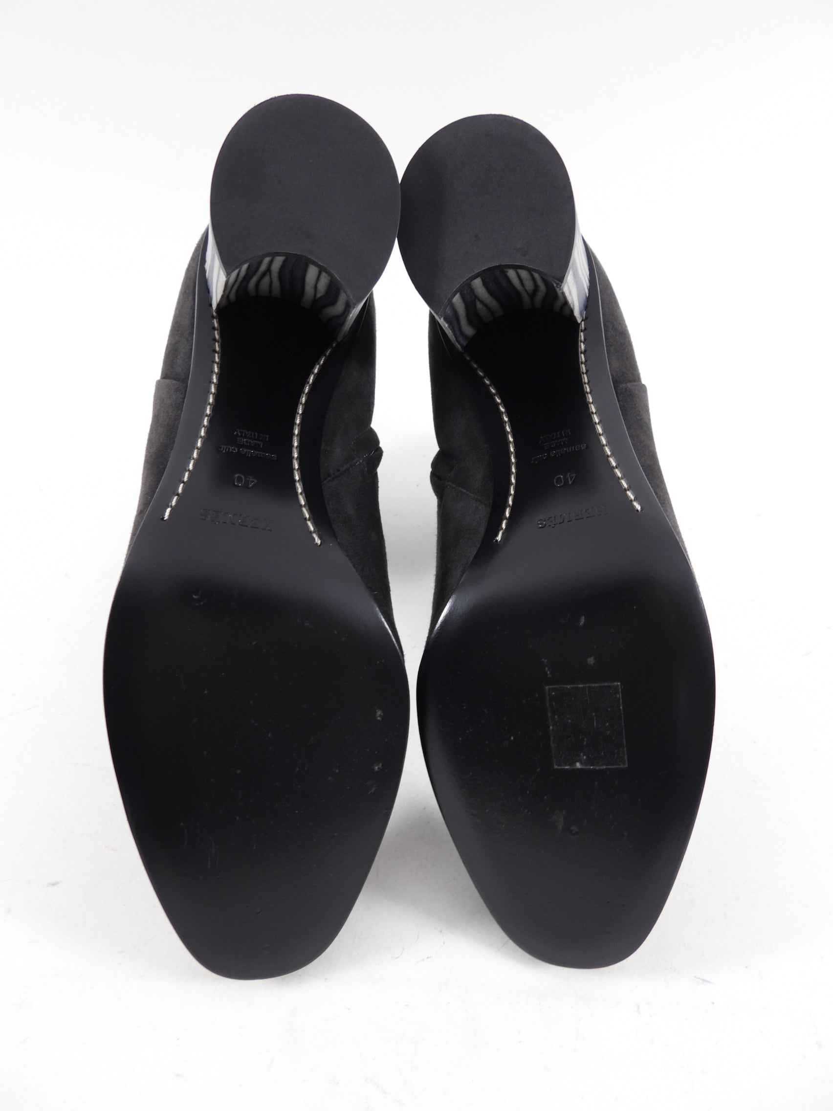 Hermes Dark Brown Suede Block Heel Ankle Boot - 40