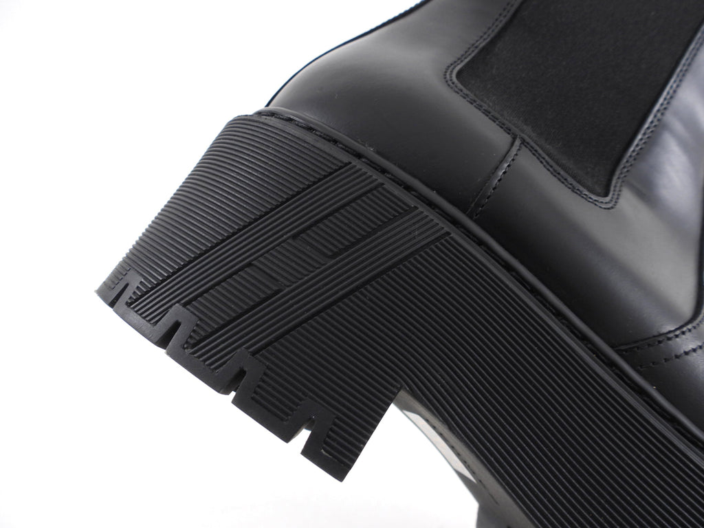 Hermes Black Leather Harrow Chunky Track Sole Ankle Boot - 37