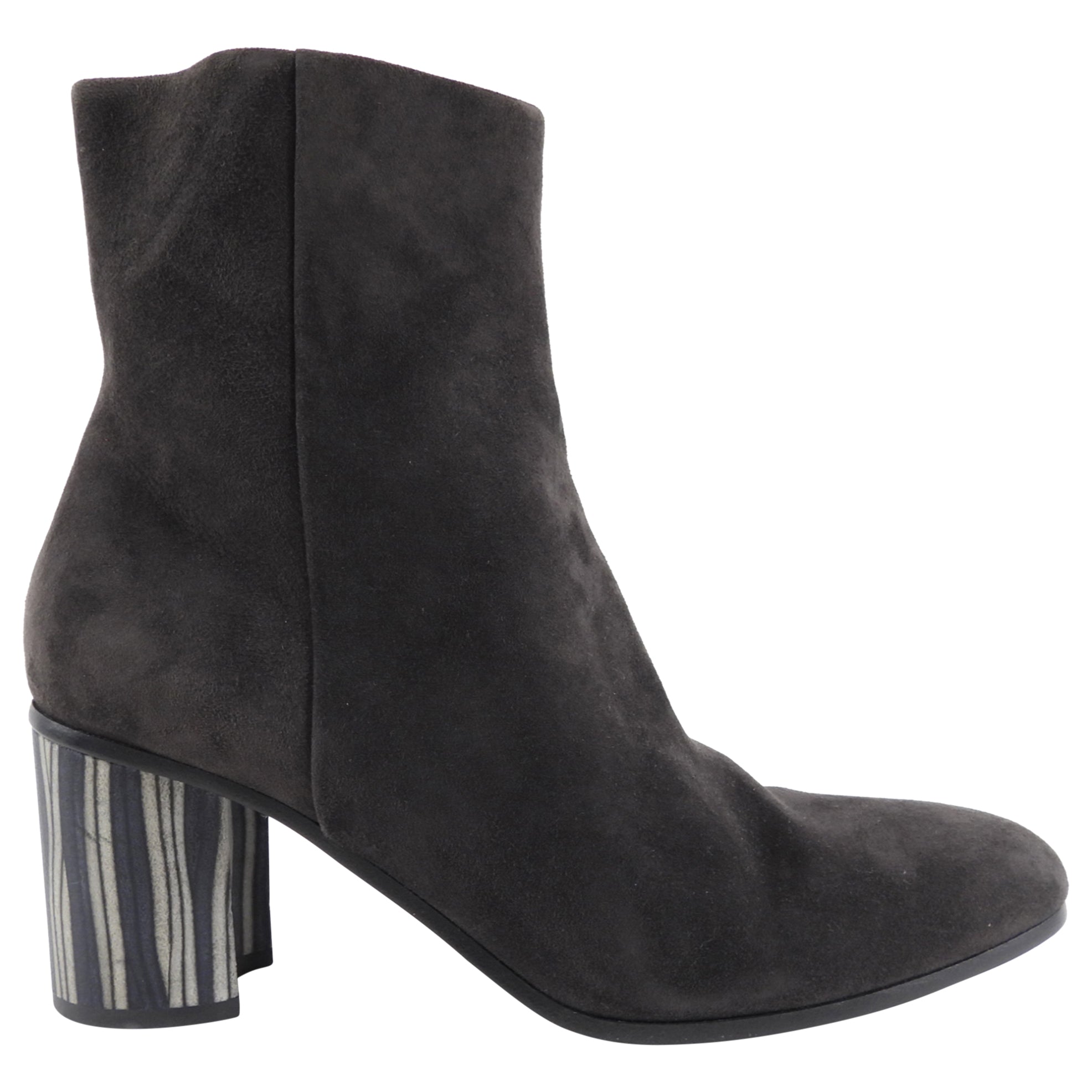 Hermes Dark Brown Suede Block Heel Ankle Boot - 40