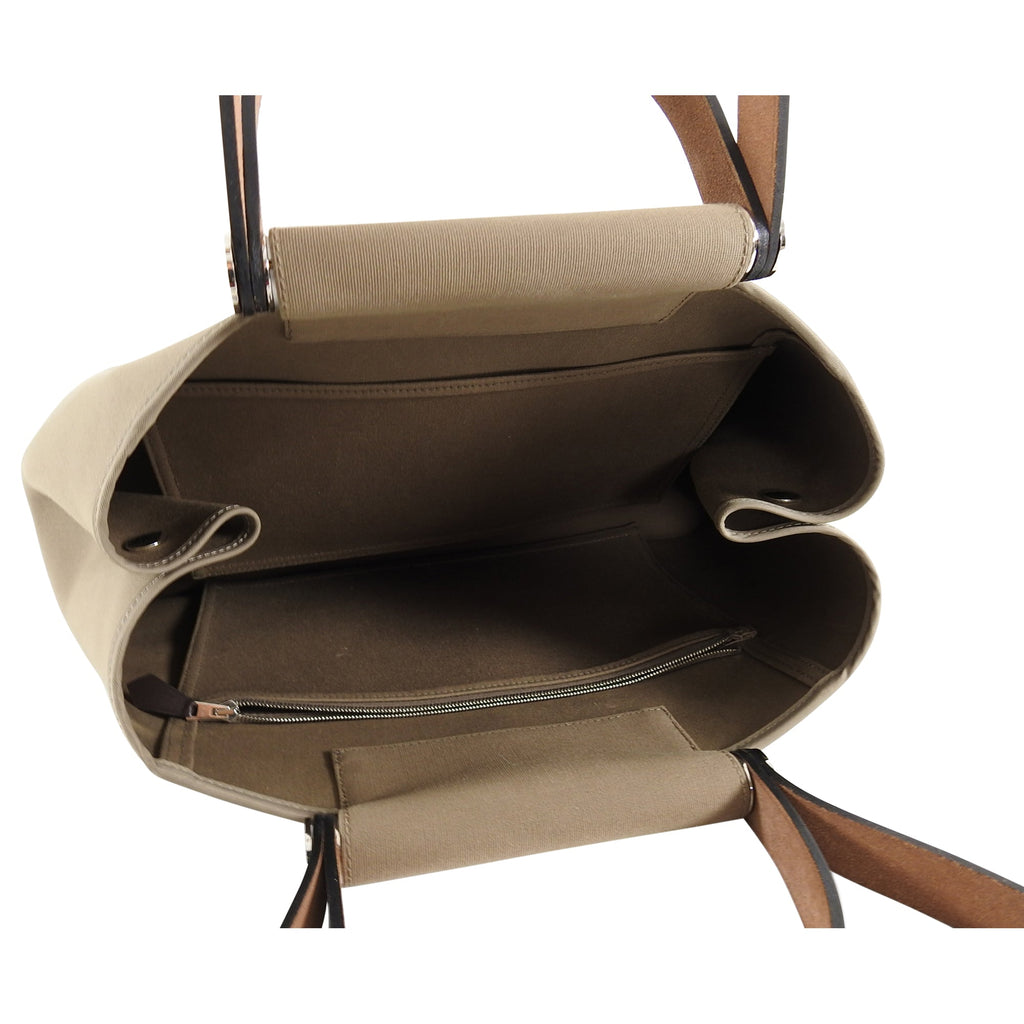 Hermes Cabag PM Canvas 2 Way Bag - Etoupe / Ebene
