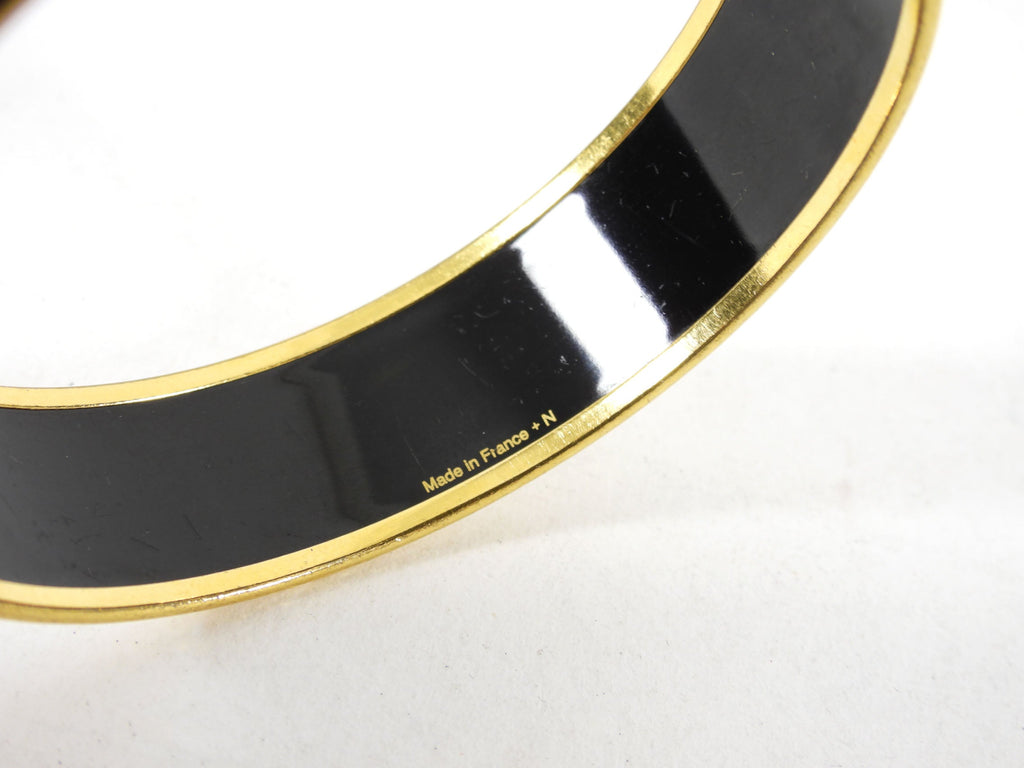 Hermes White and Gold Caleche Enamel Bangle