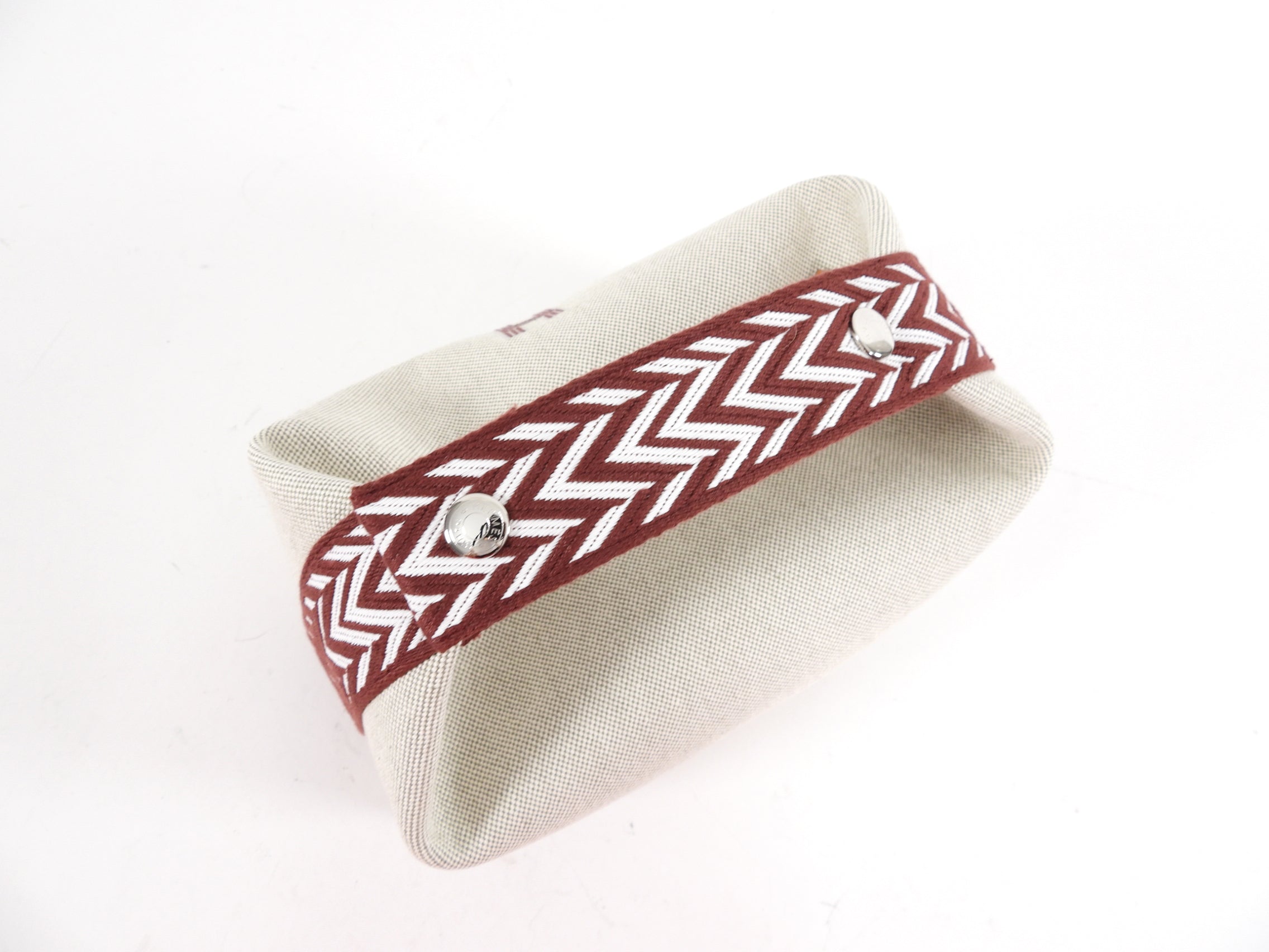 Hermes Canvas and Burgundy Bride A Brac Small Cosmetic Bag