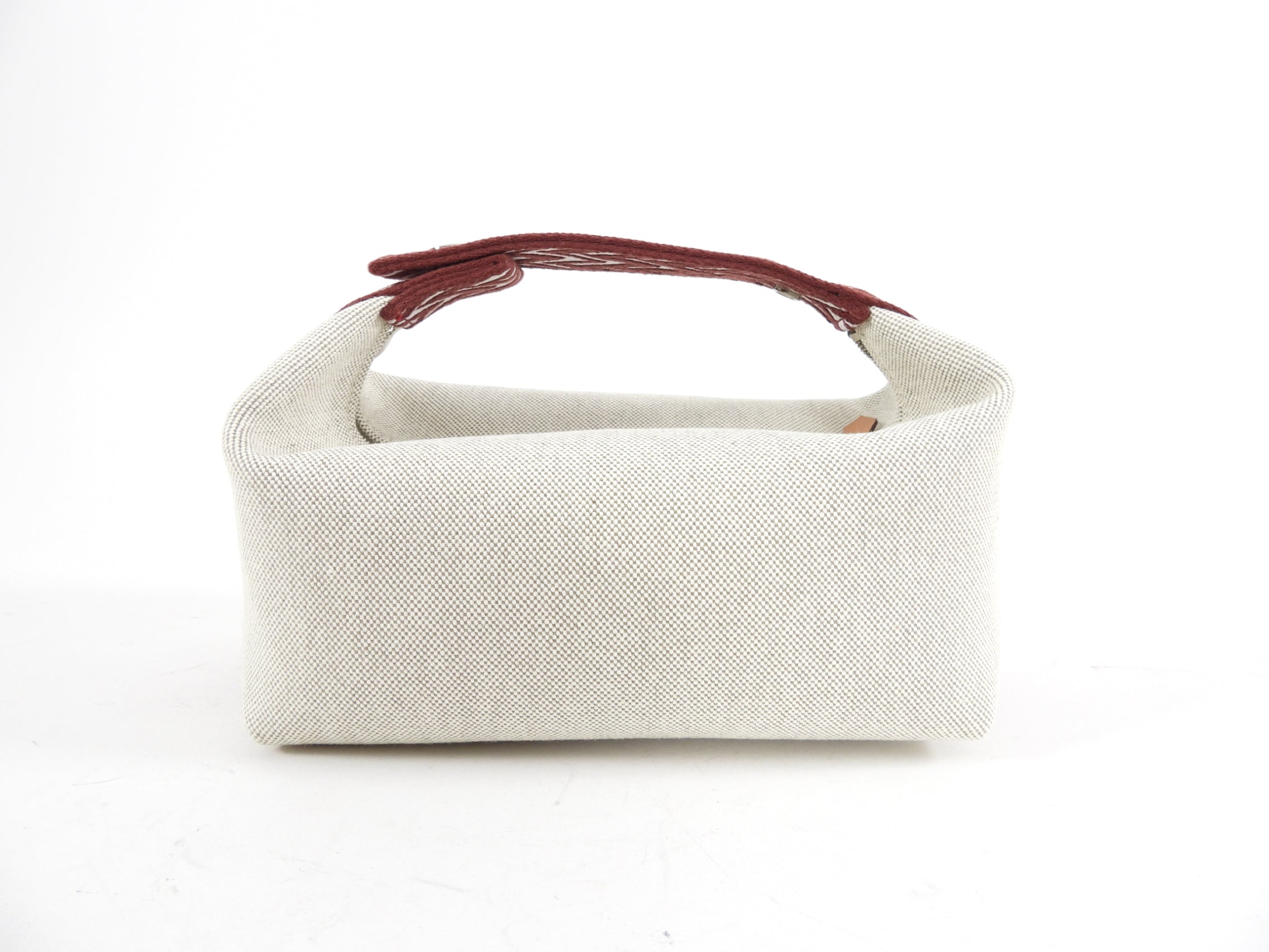 Hermes Canvas and Burgundy Bride A Brac Small Cosmetic Bag