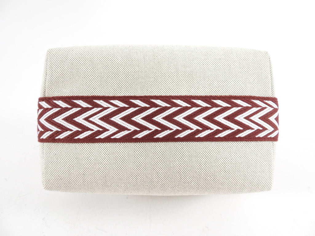 Hermes Canvas and Burgundy Bride A Brac Small Cosmetic Bag