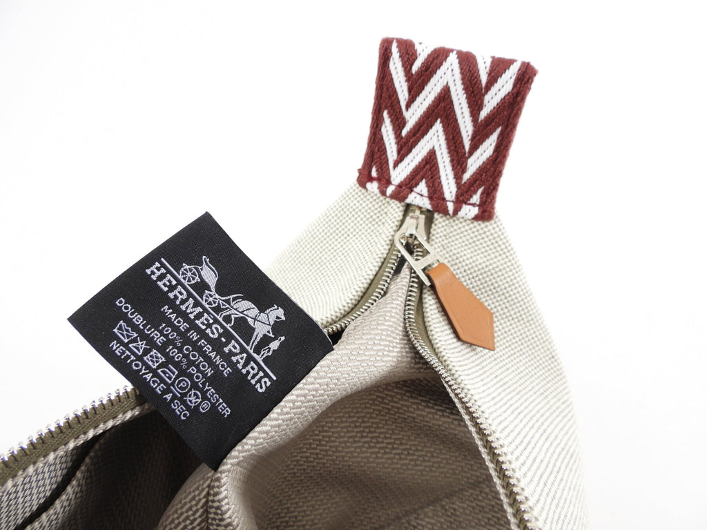 Hermes Canvas and Burgundy Bride A Brac Small Cosmetic Bag