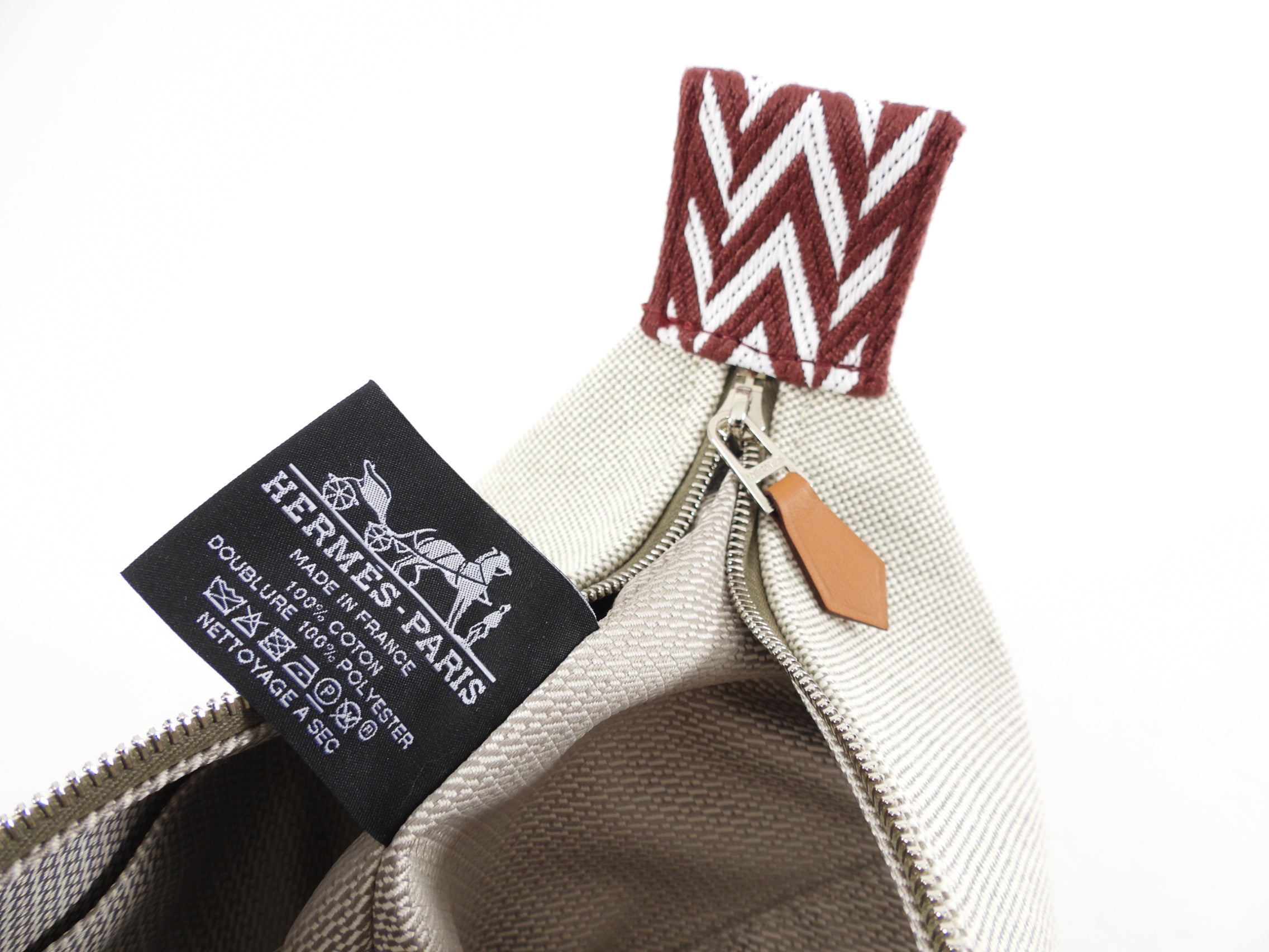 Hermes Canvas and Burgundy Bride A Brac Small Cosmetic Bag