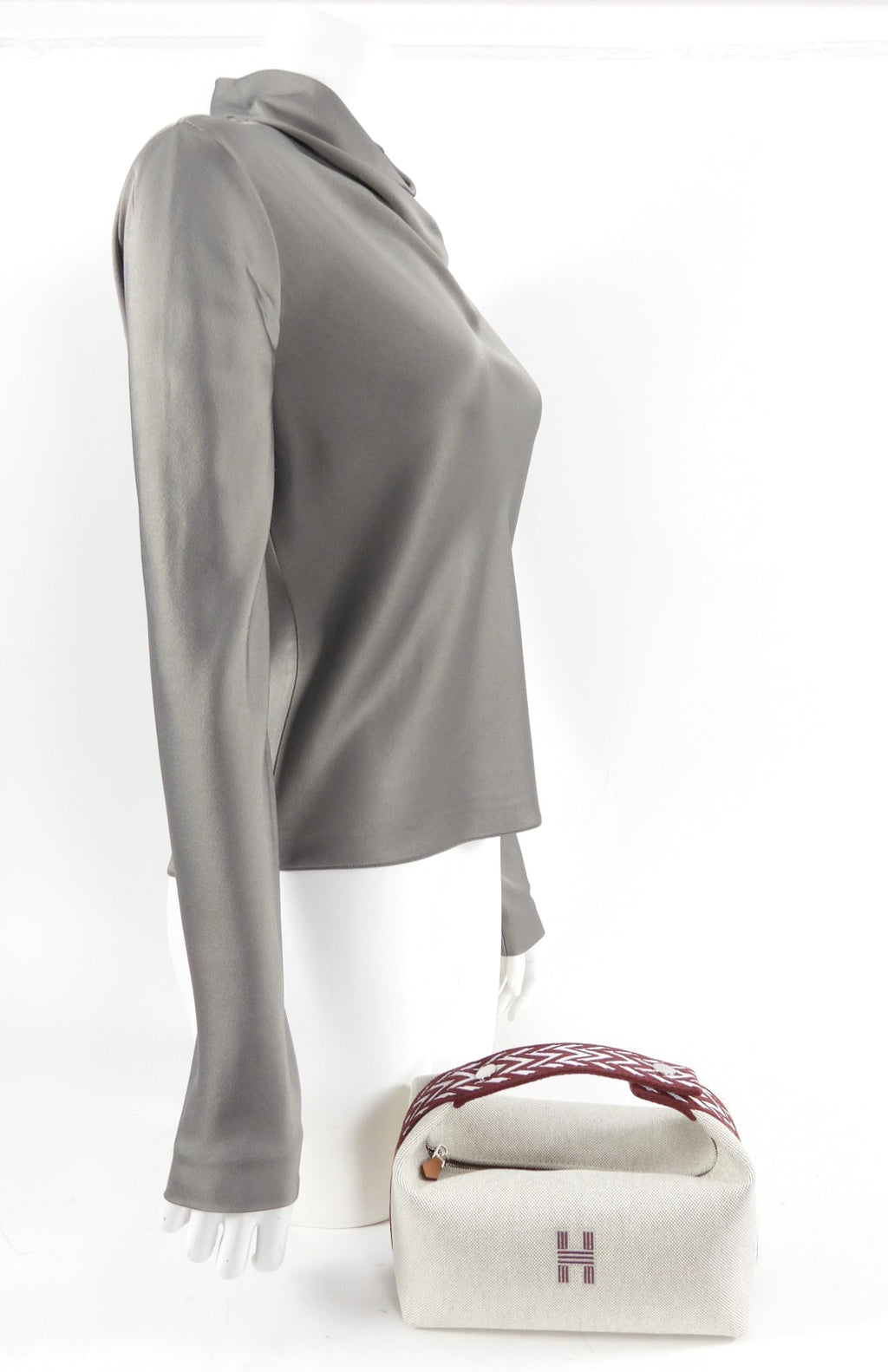 Hermes Canvas and Burgundy Bride A Brac Small Cosmetic Bag
