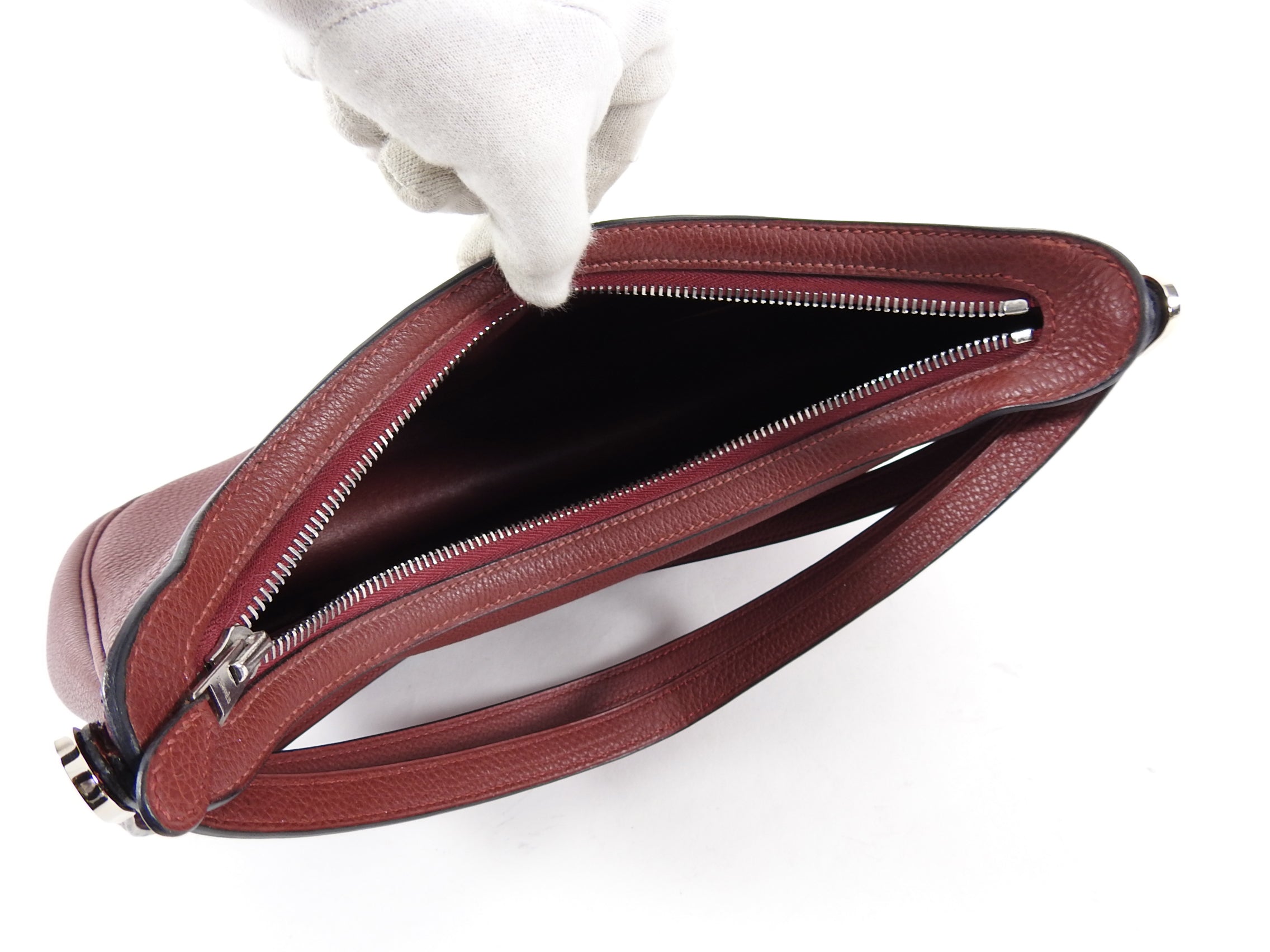 Hermes Vintage 2002 Caporal Triple Strap Rouge H Red Pochette Bag
