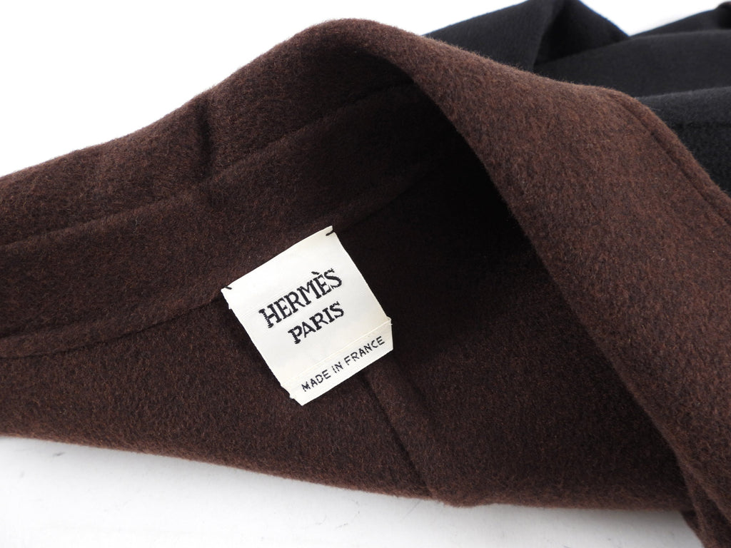 Hermes Black and Brown Double Faced Cashmere Belted Coat - FR40 / 8 (M)