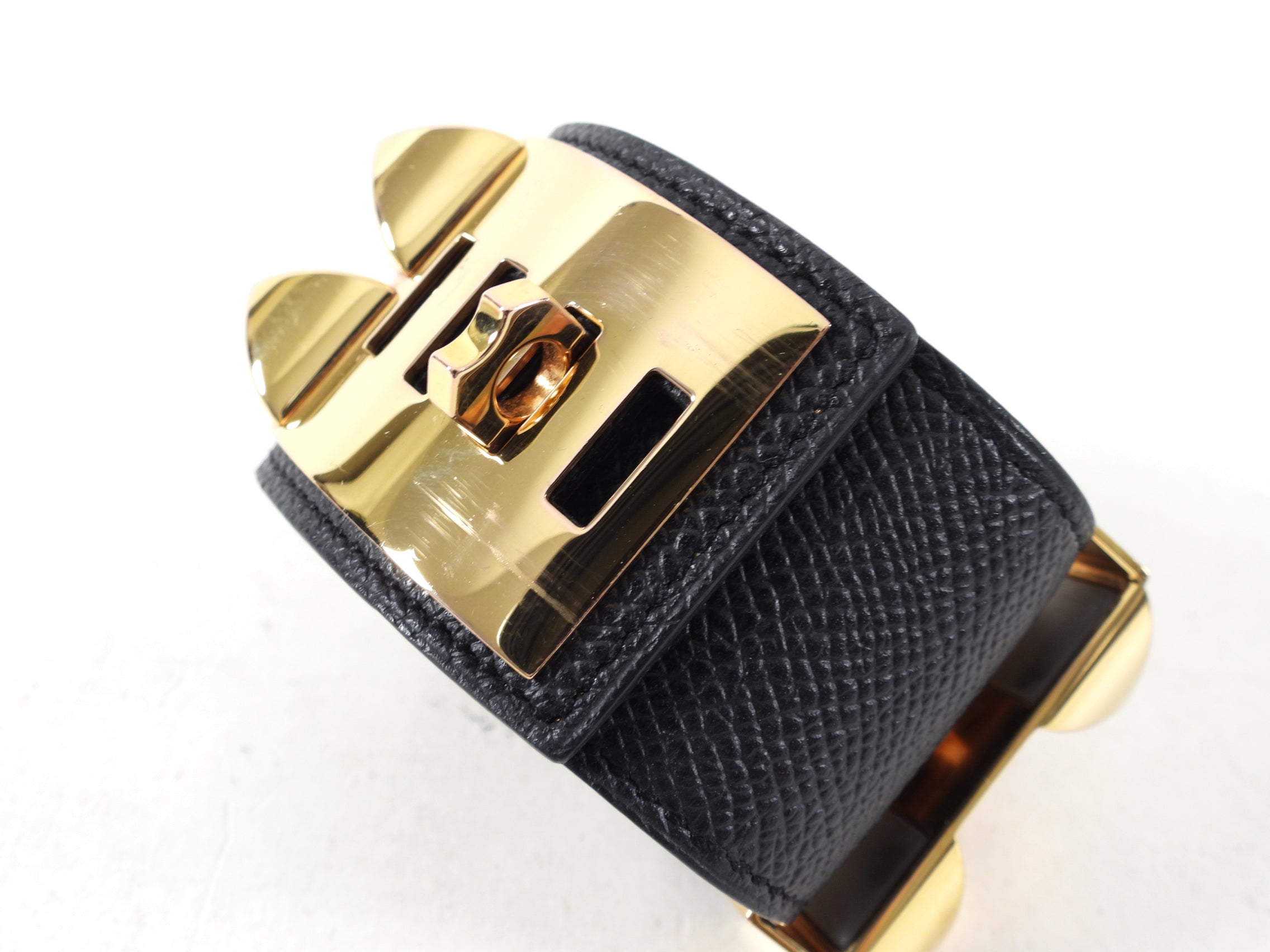 Hermes Collier de Chien Black Epsom GHW Cuff Bracelet