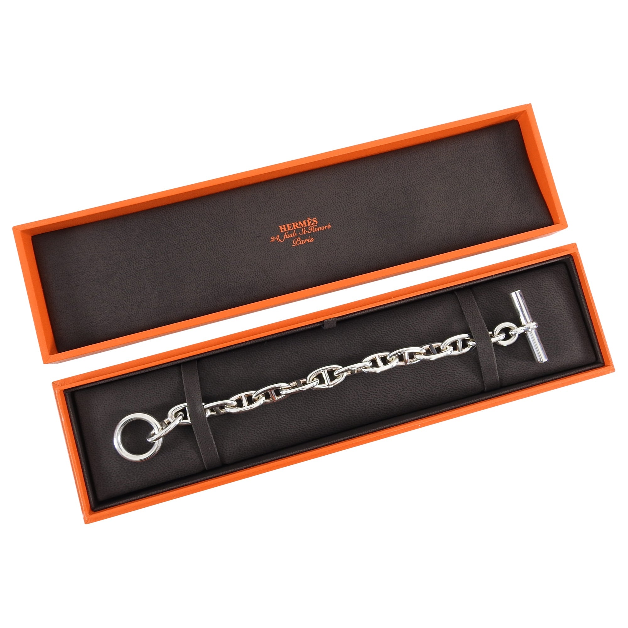 Hermes Chaine D'Ancre Sterling Silver Bracelet Large Model