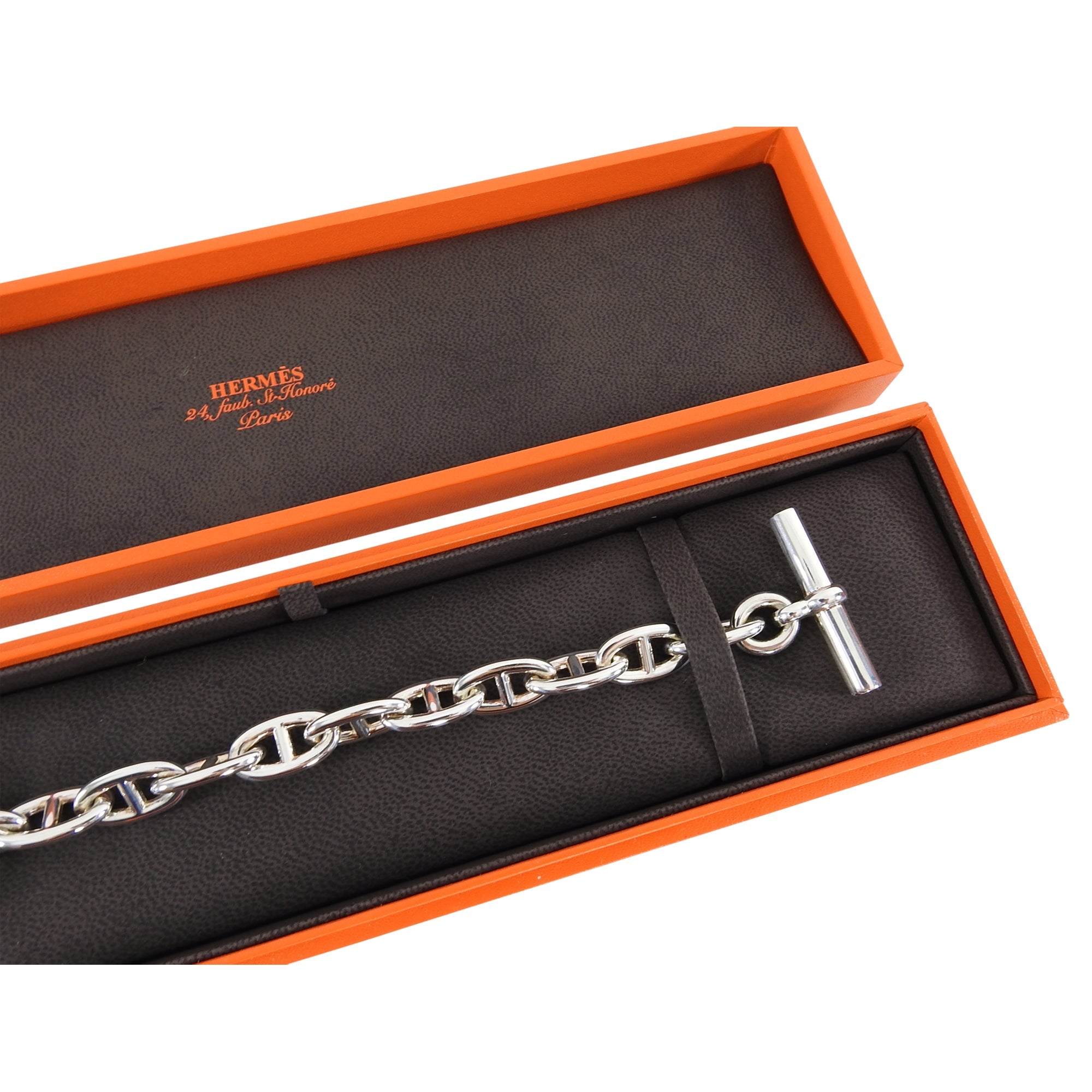Hermes Chaine D'Ancre Sterling Silver Bracelet Large Model
