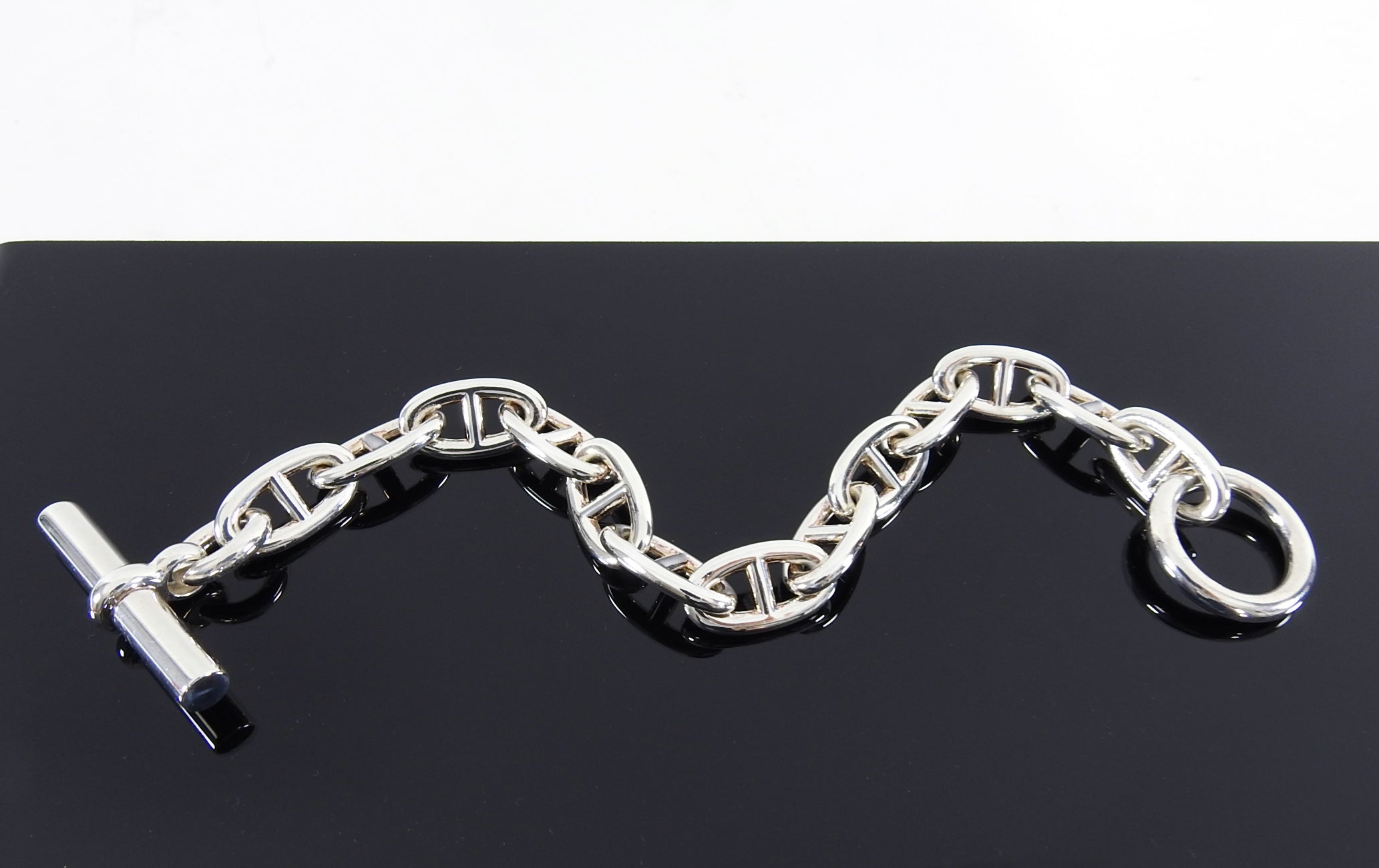 Hermes Chaine D'Ancre Sterling Silver Bracelet Large Model
