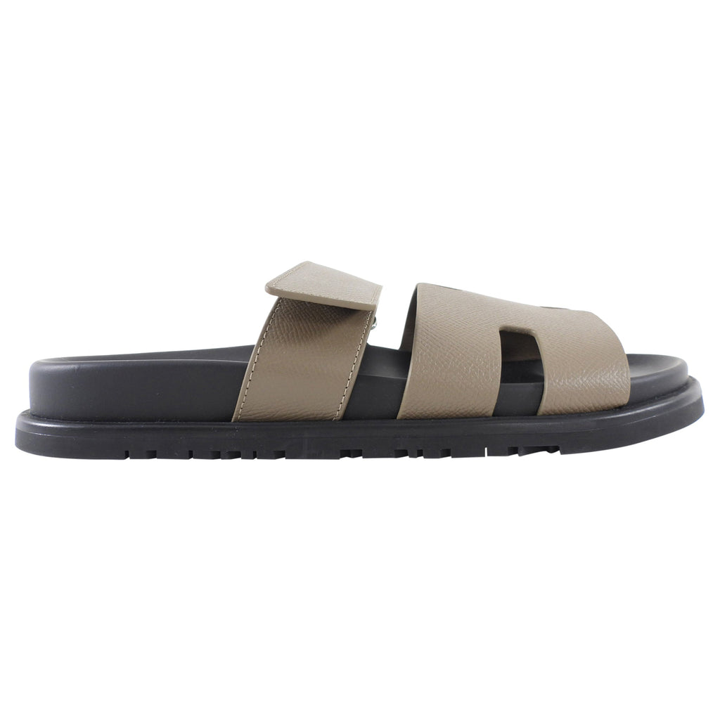 Hermes Etoupe Epsom Leather Chypre Sandals - 39
