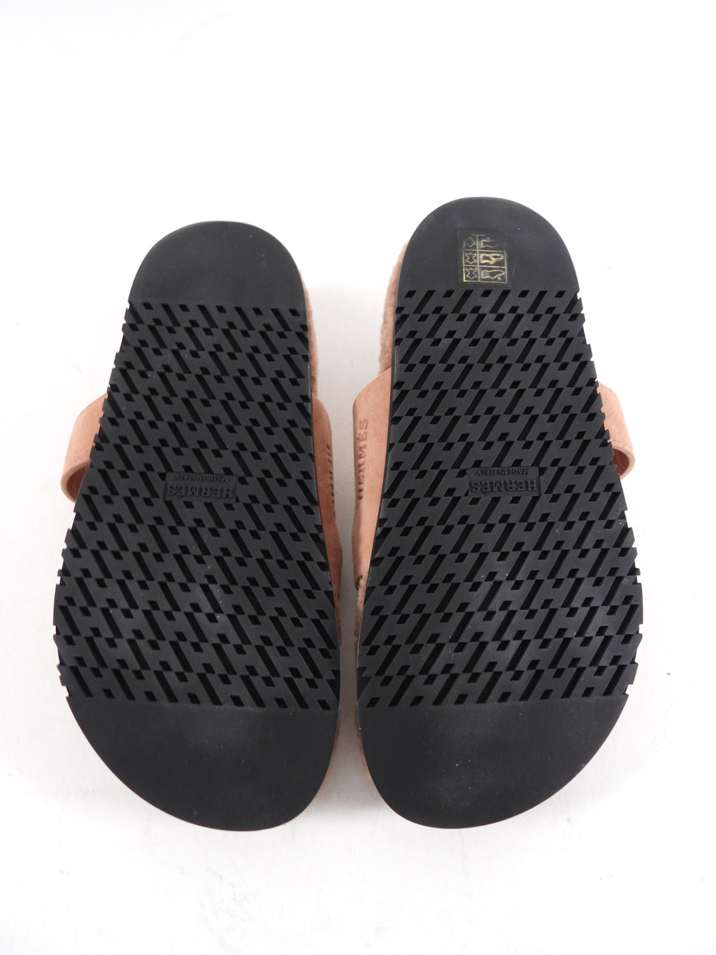 Hermes Chypre Shearling Quartz Pink Sandals - 36