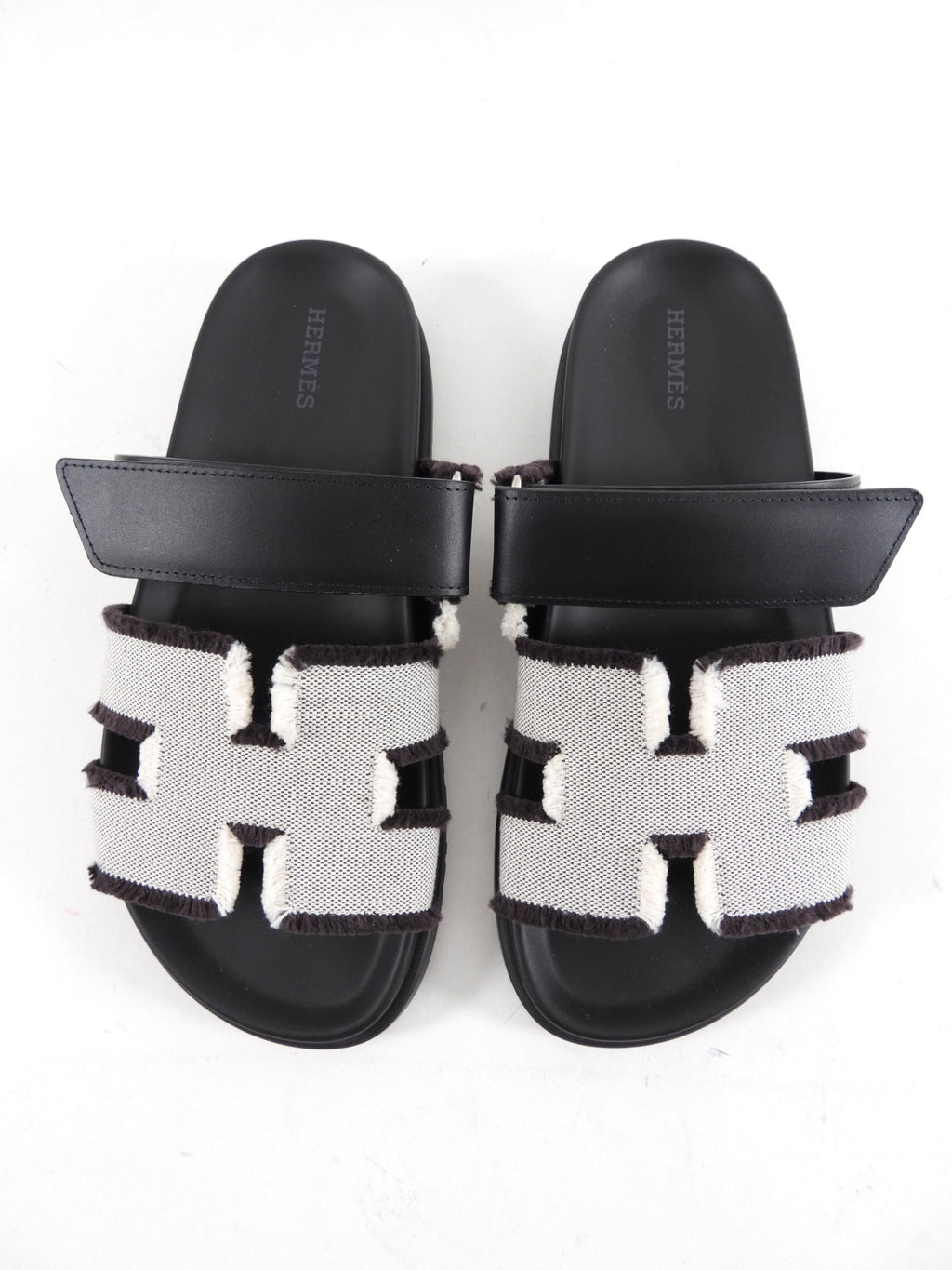 Hermes Chypre Toile and Leather H Sandals - 37