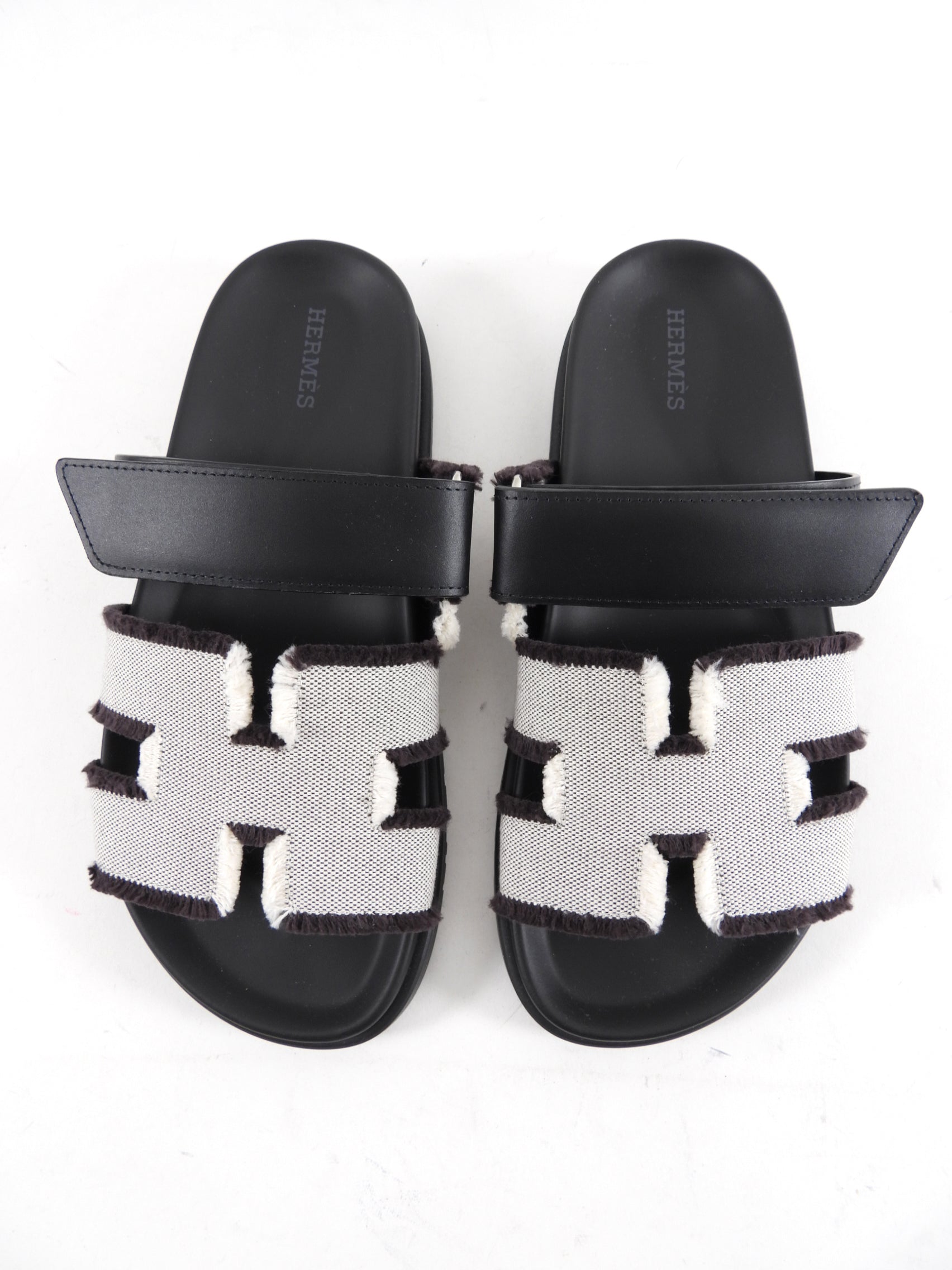 Hermes Chypre Toile and Leather H Sandals - 37