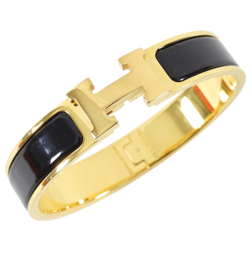 Hermes Black Clic H Enamel Hinged Bracelet