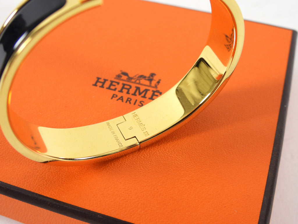 Hermes Black Clic H Enamel Hinged Bracelet