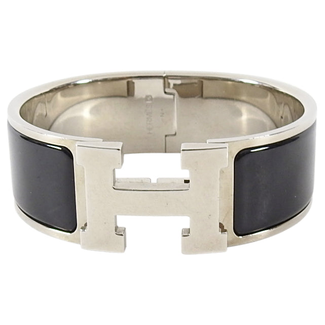 Hermes Clic Clac H Black and Silver Hinged Bracelet - PM