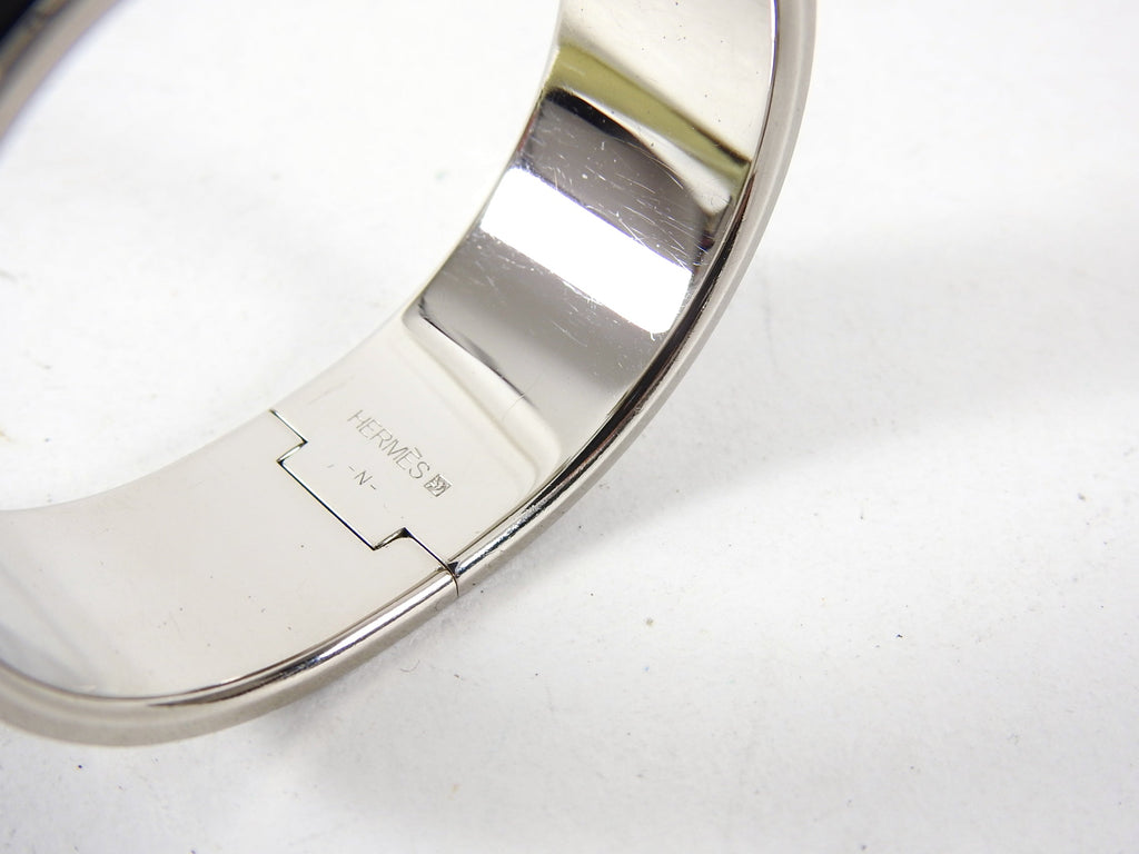 Hermes Clic Clac H Black and Silver Hinged Bracelet - PM